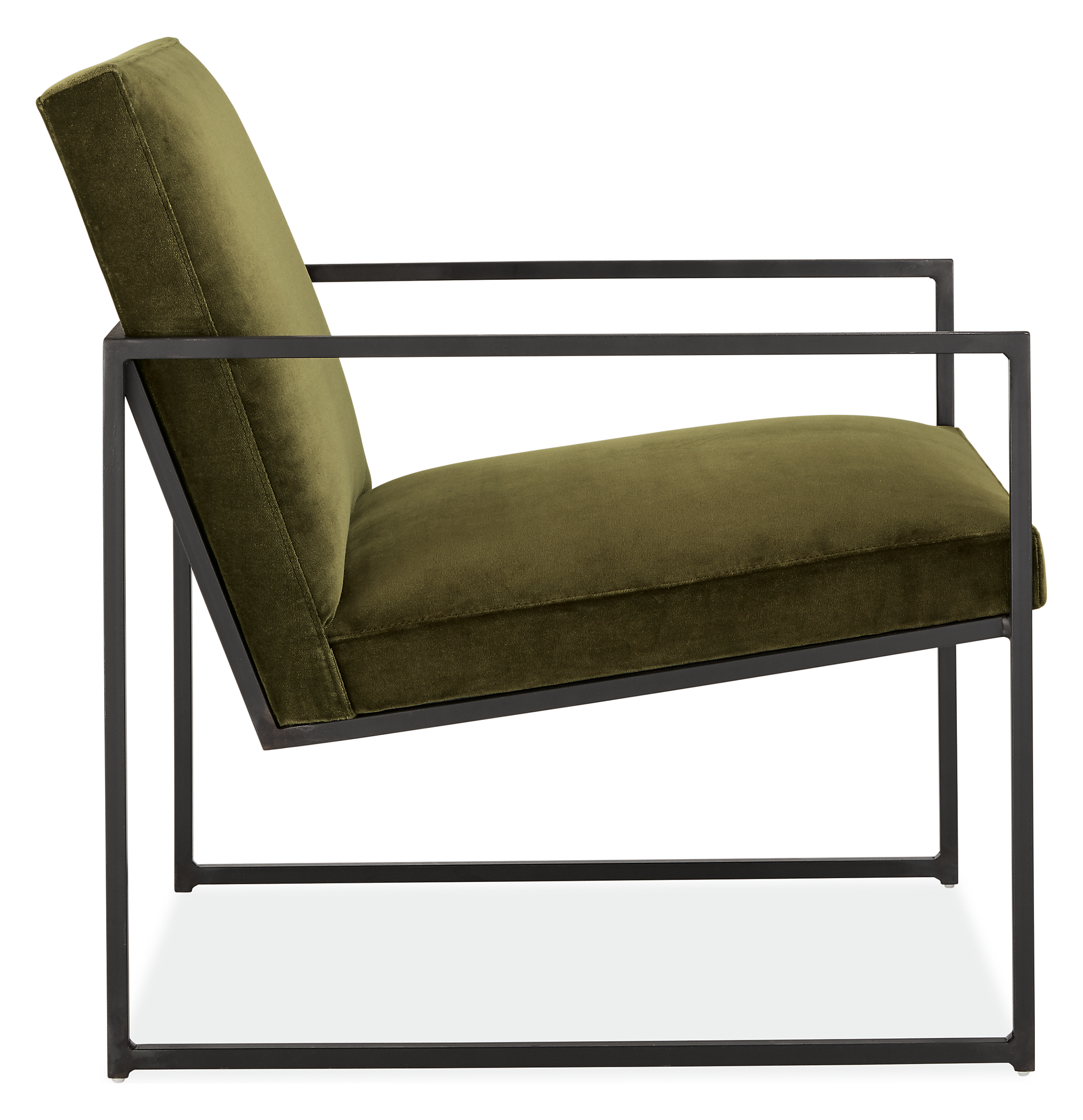 Side view of Novato Chair in Vance Fabric.