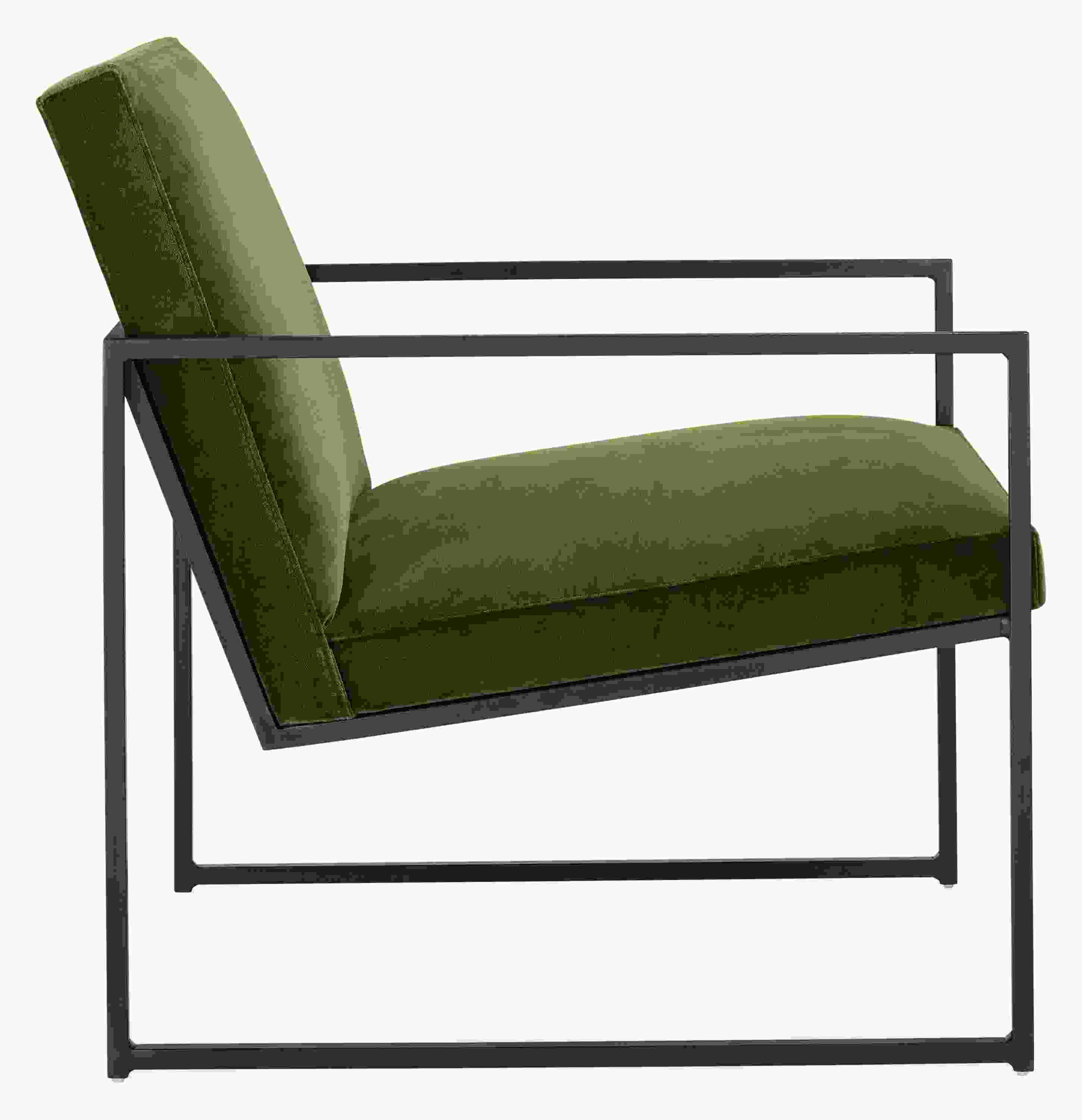 Side view of Novato Chair in Vance Fabric.