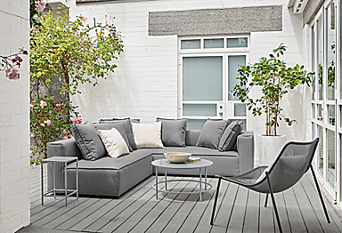 Detail of Oasis outdoor two-piece sectional.