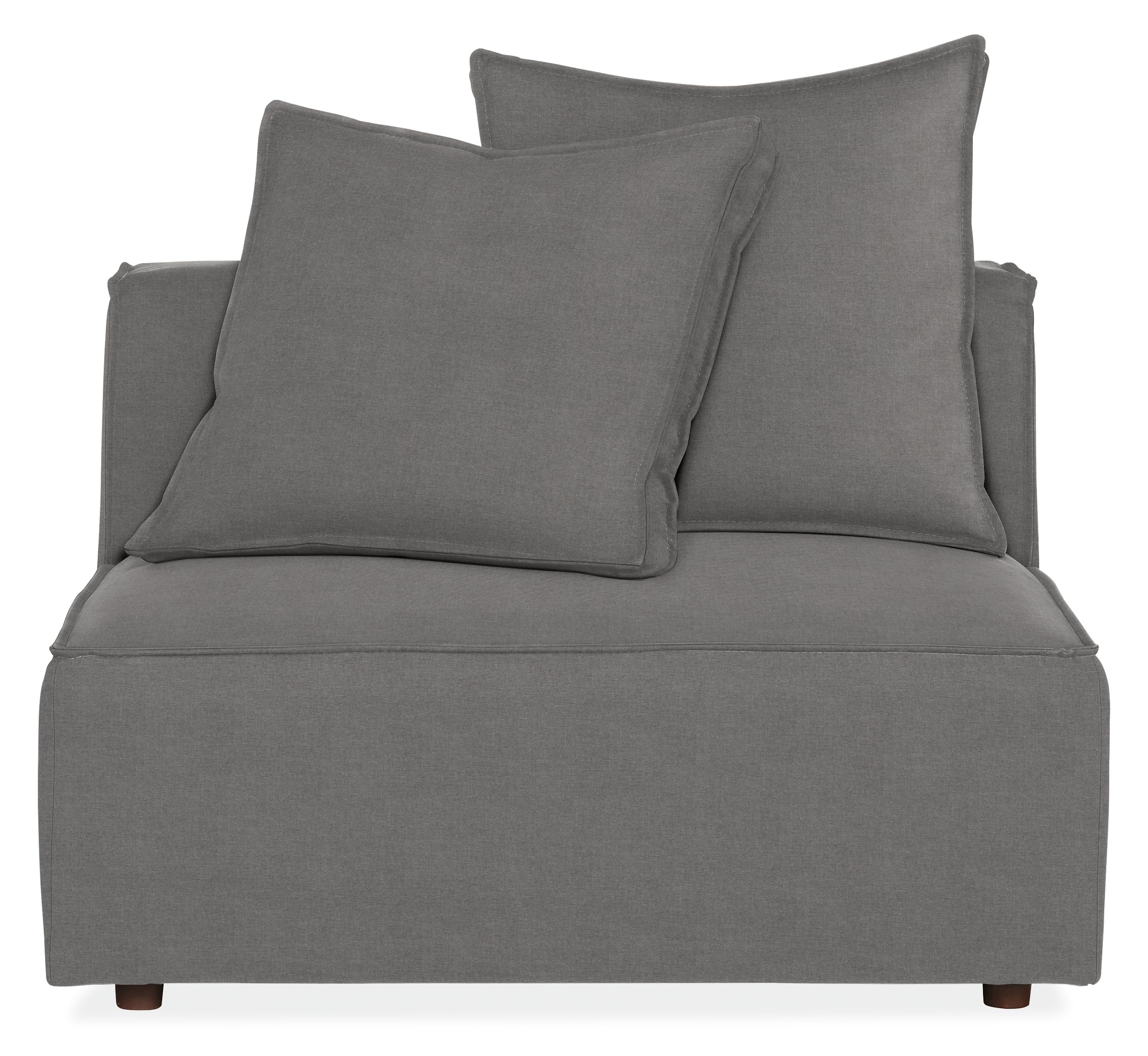 Front view of Oasis Armless Chair in Sunbrella Canvas Slate.