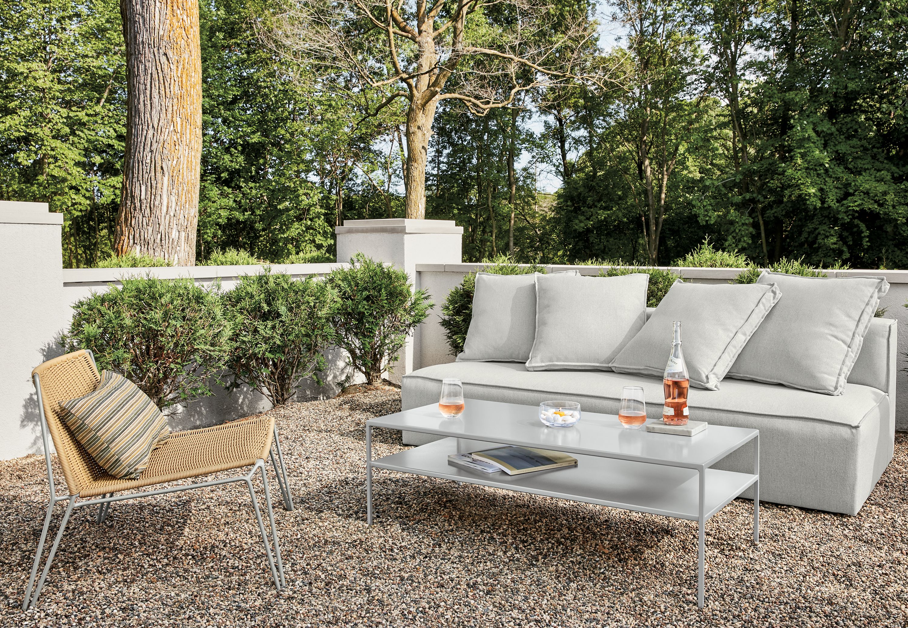 Oasis Armless Sofa with Slim Coffee Table Outdoor Room Board