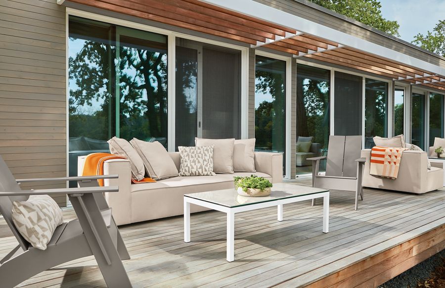 Outdoor space with Oasis sofa, Emmet chairs and Parsons coffee table.