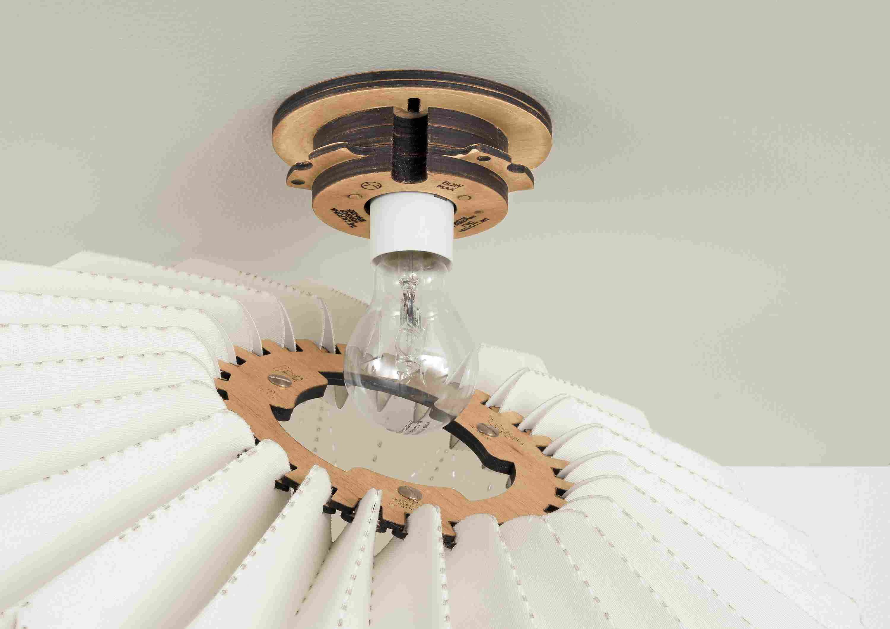 Detail of Orikata 22-round Flushmount Pendant in Ivory.