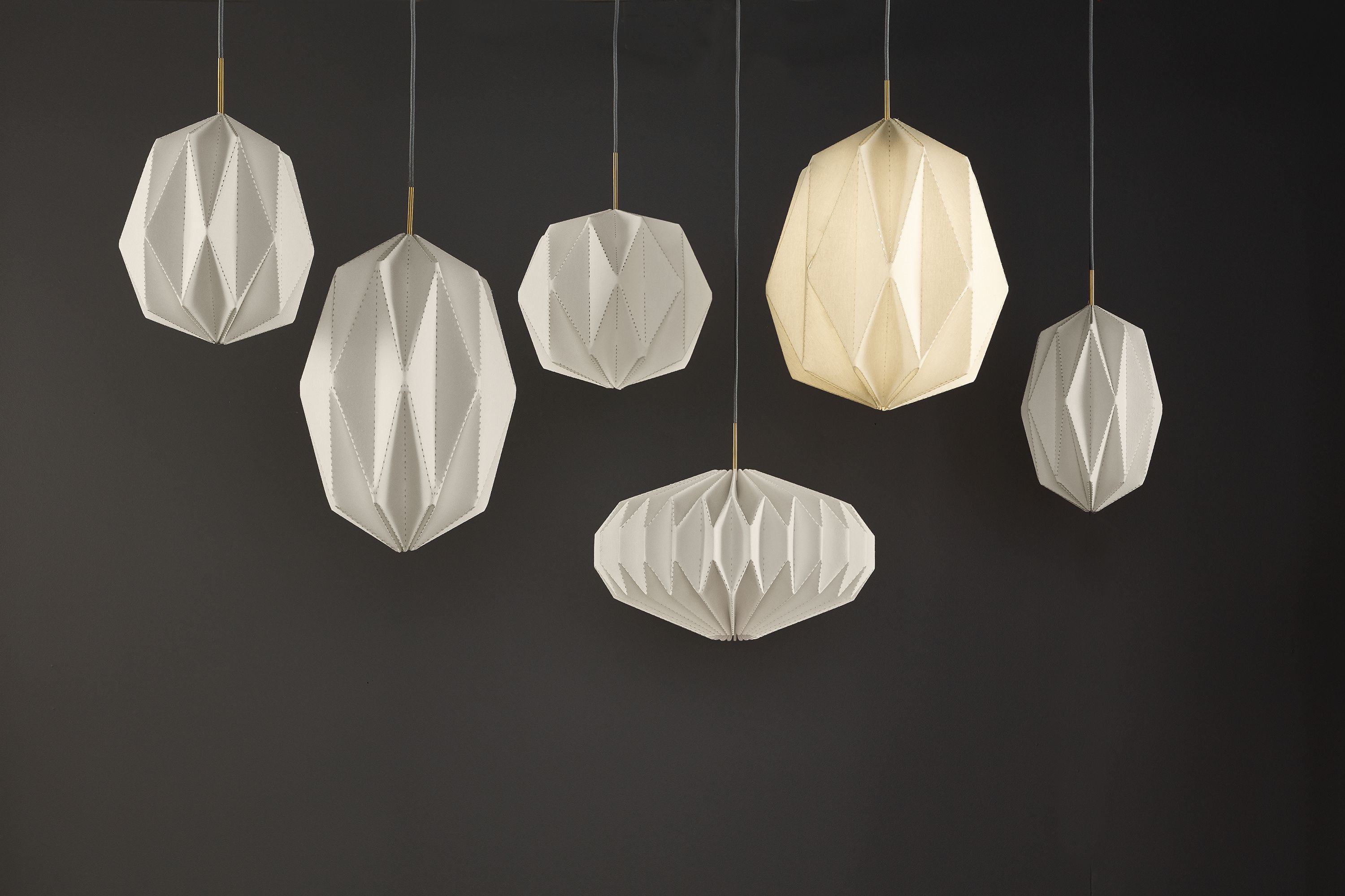 Collage of Orikata pendant lights.