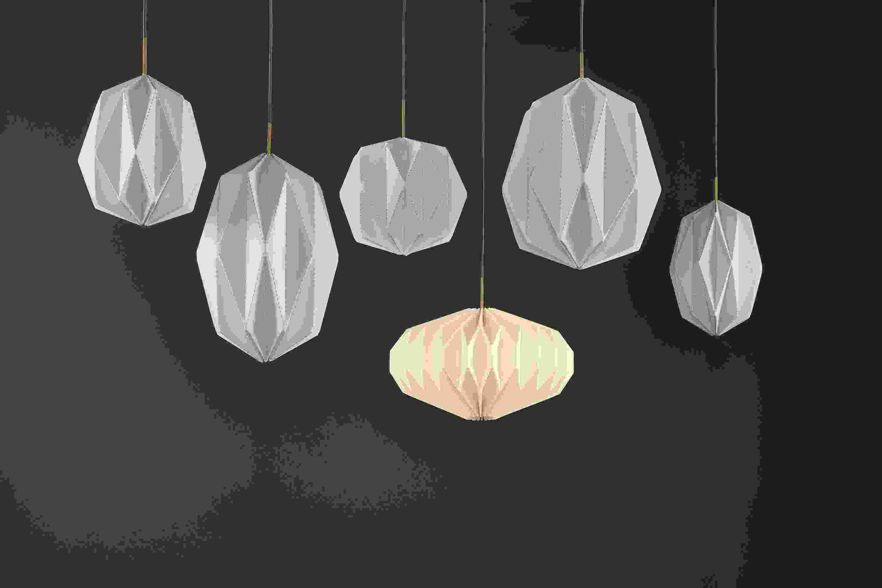 Collage of Orikata pendant lights.