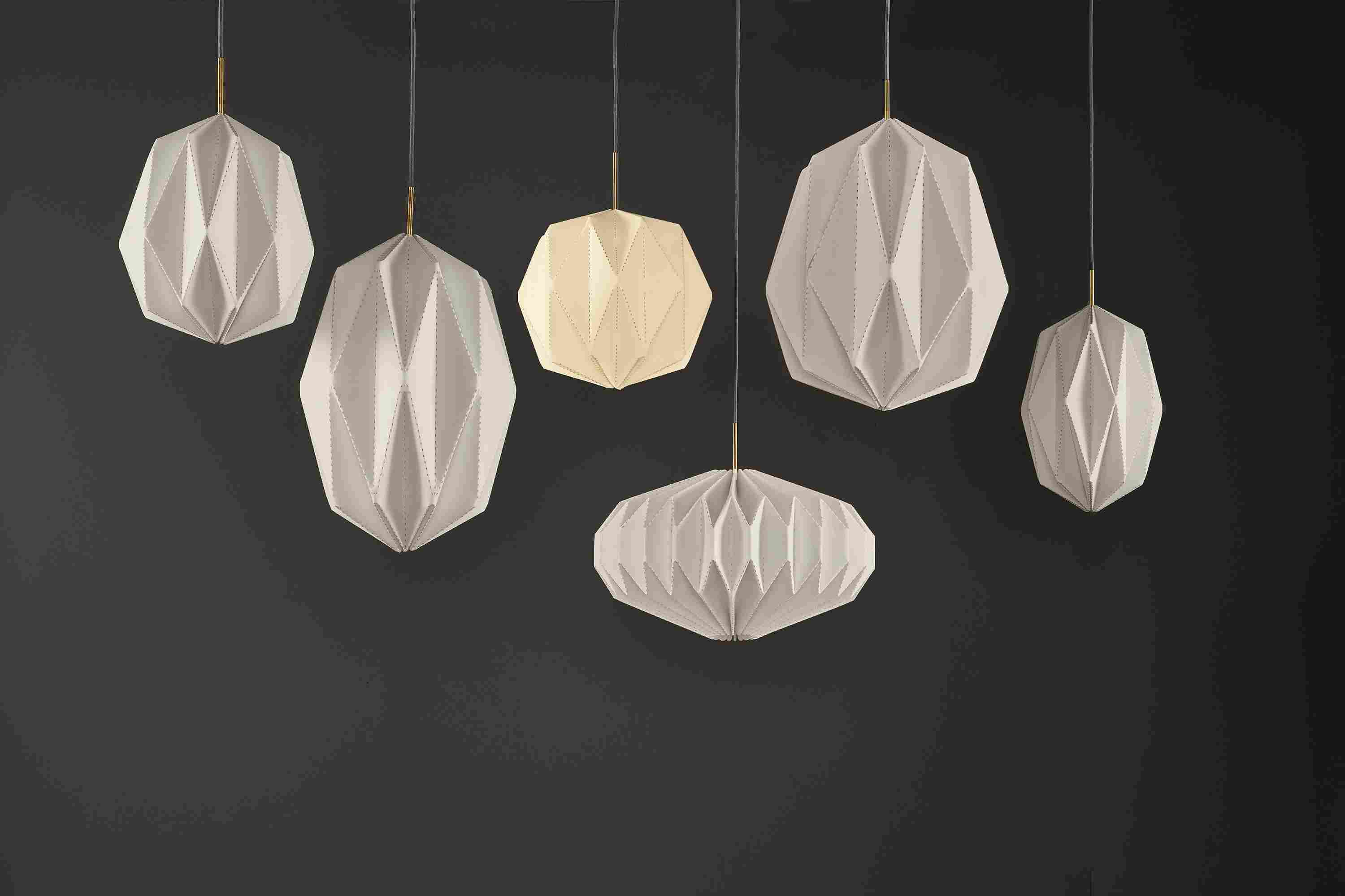 Collage of Orikata pendant lights.