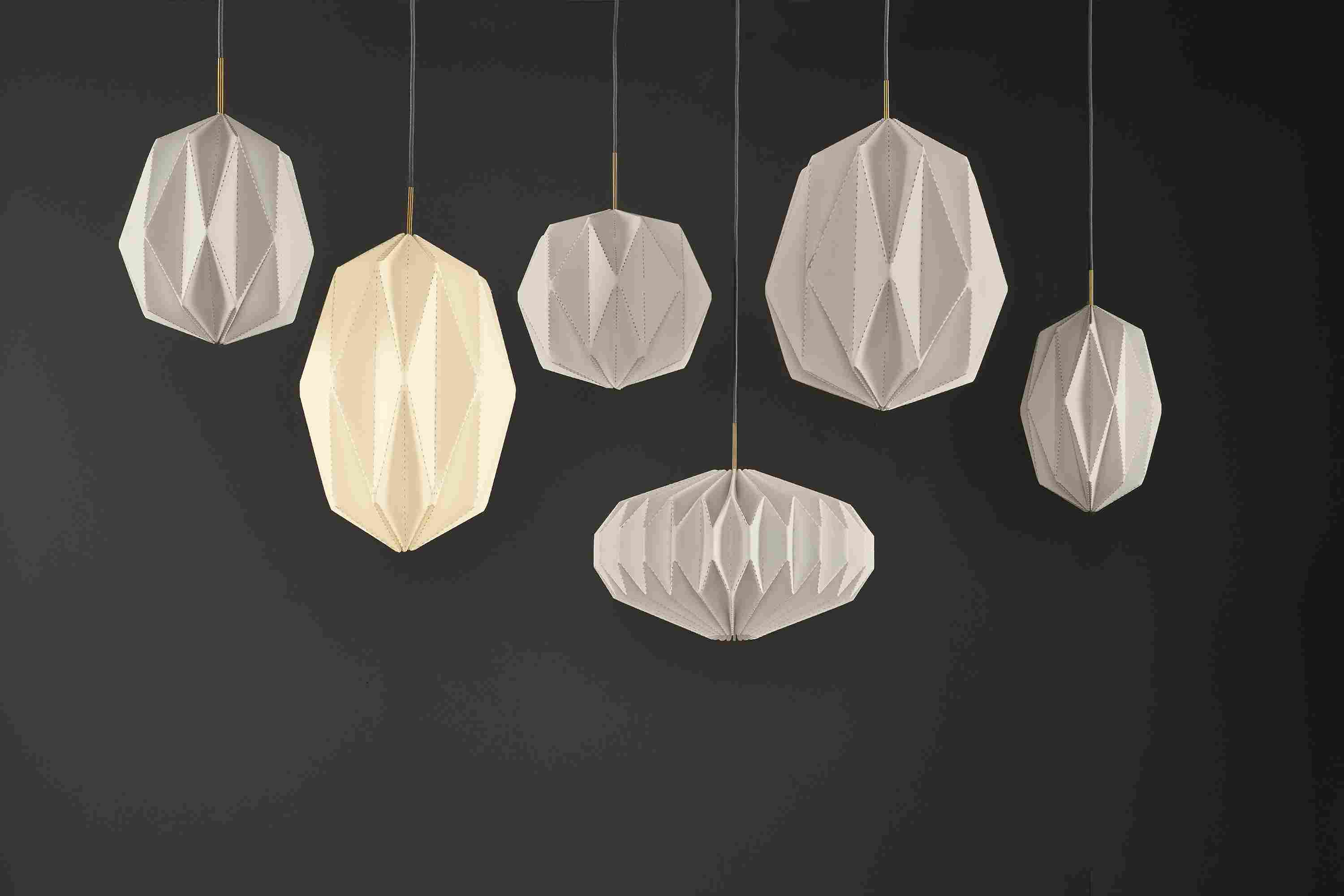 Collage of Orikata pendant lights.
