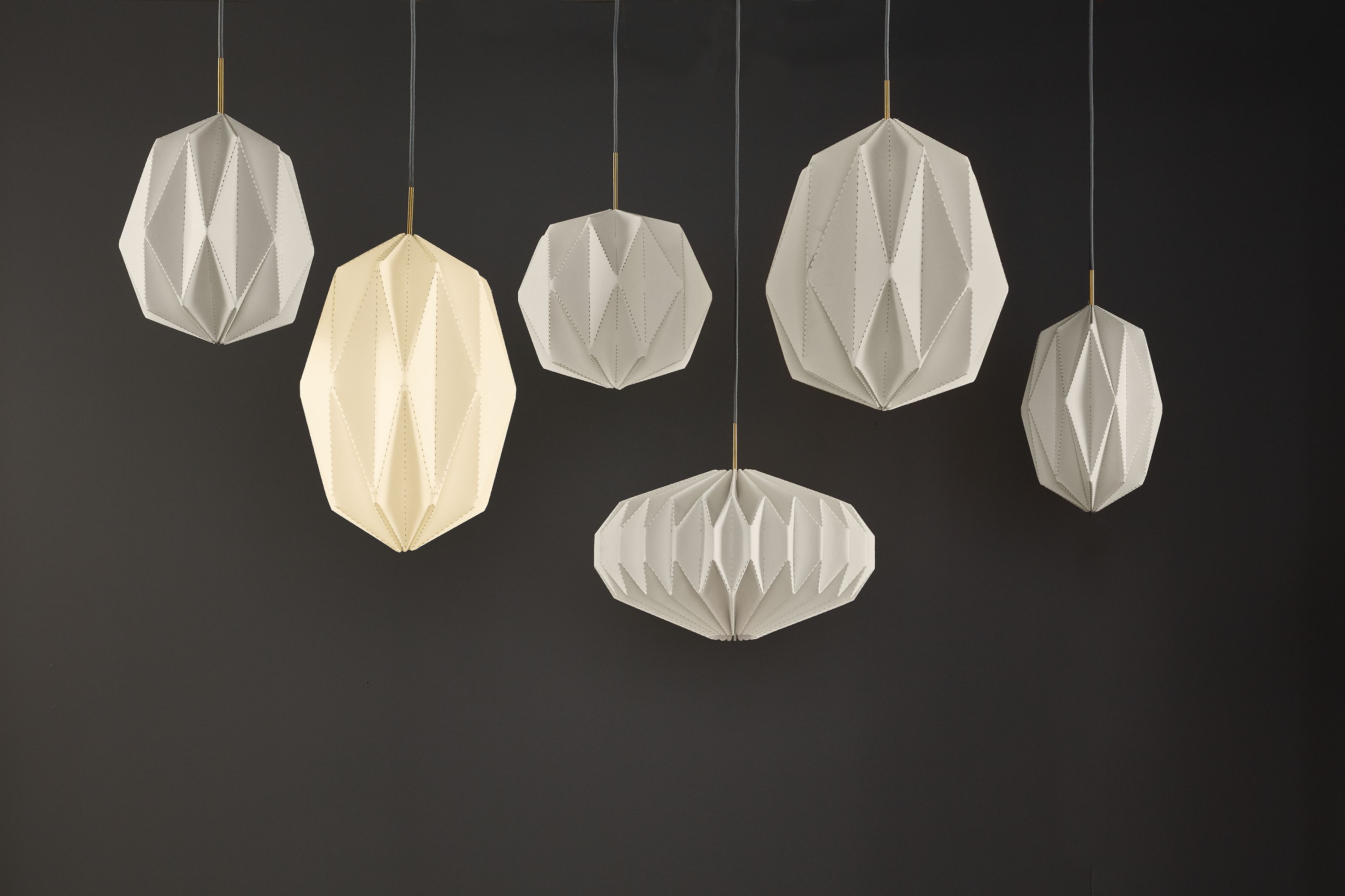 Collage of Orikata pendant lights.