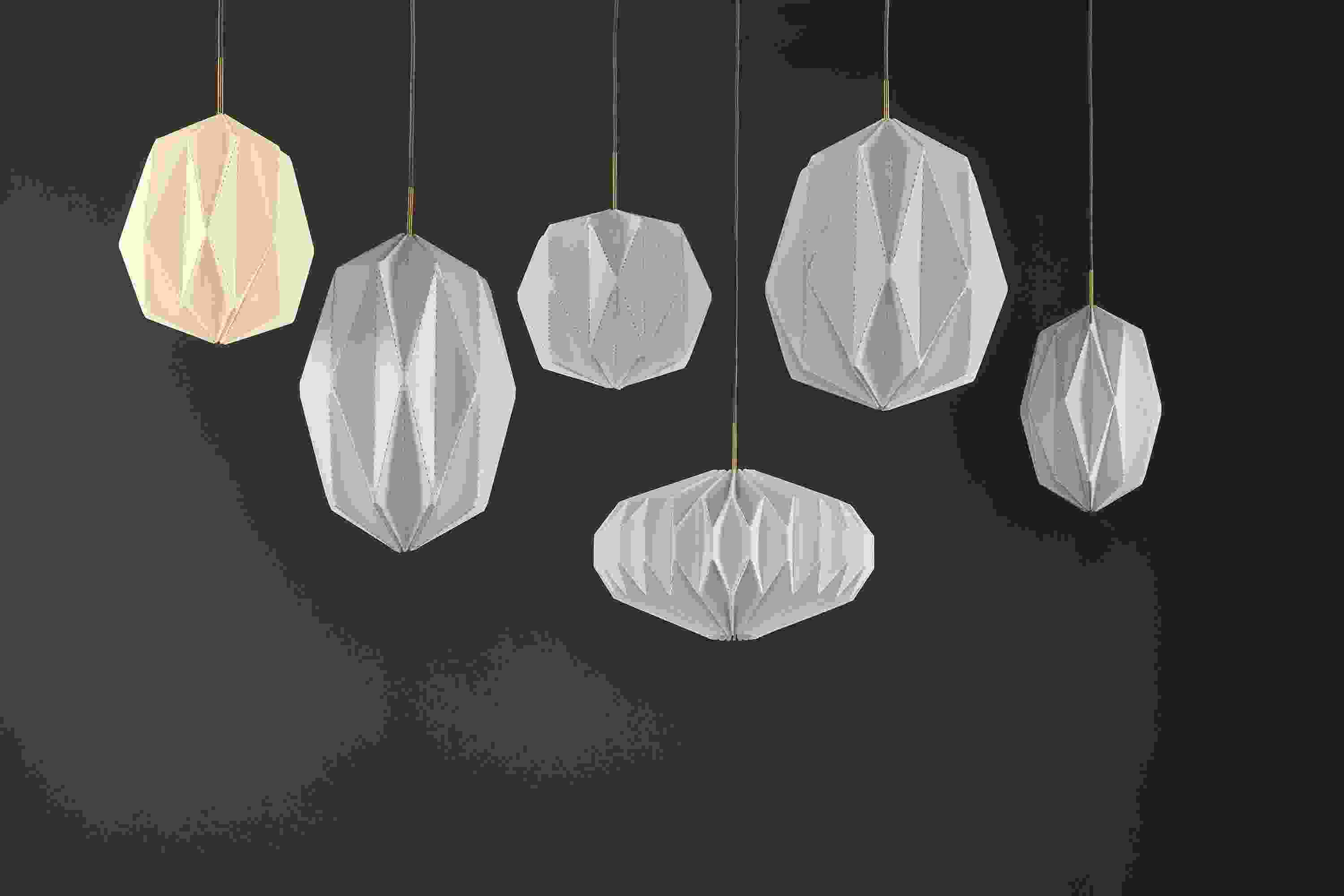 Collage of Orikata pendant lights.