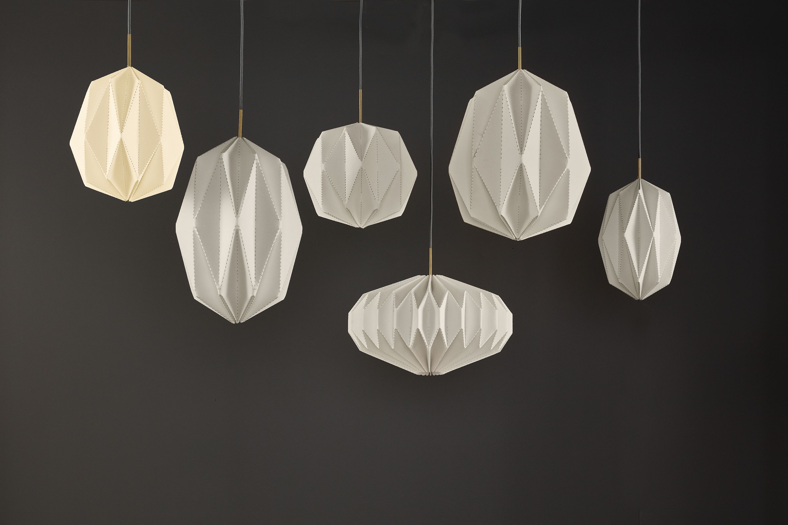Collage of Orikata pendant lights.