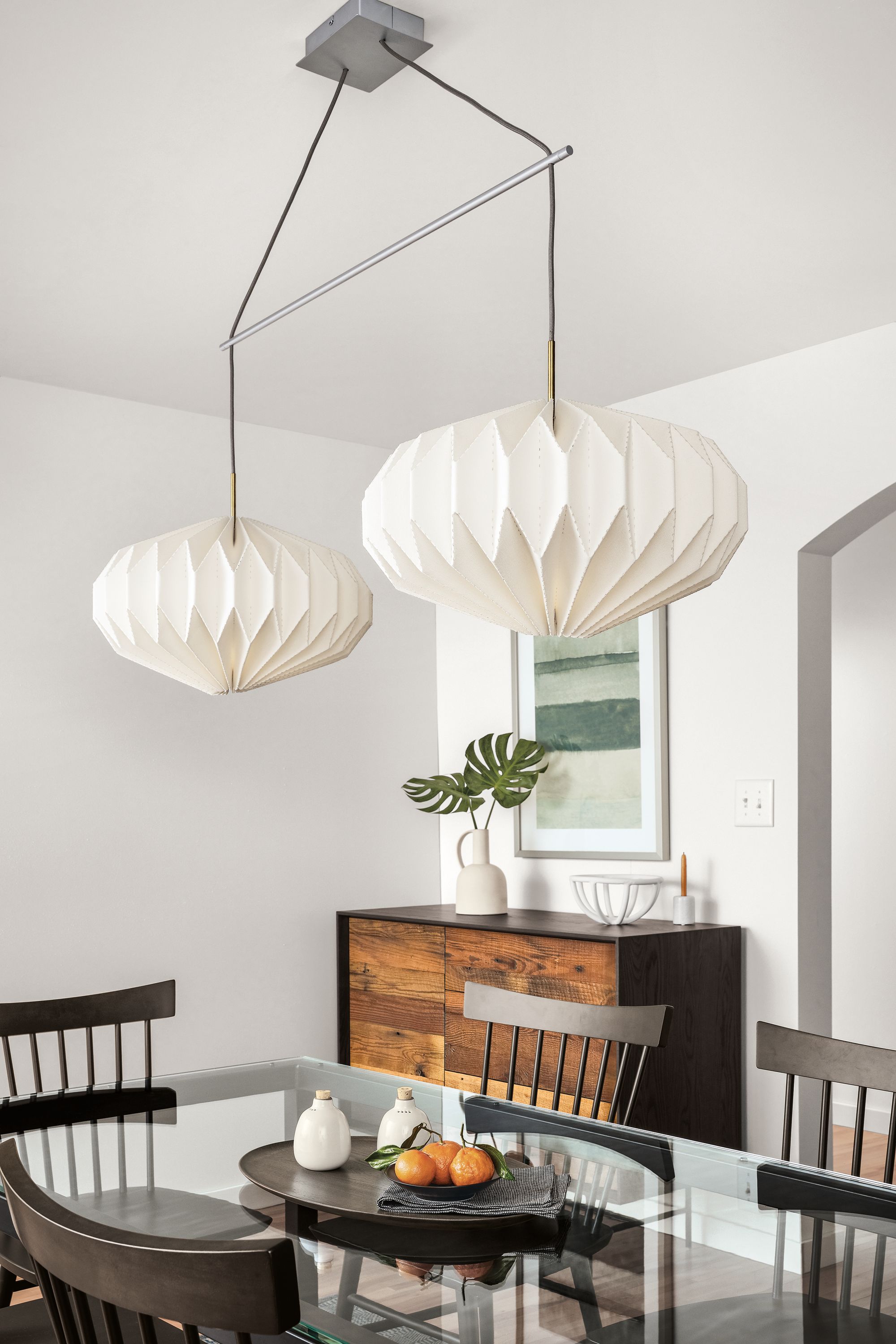 Detail of Orikata double pendant fixture.