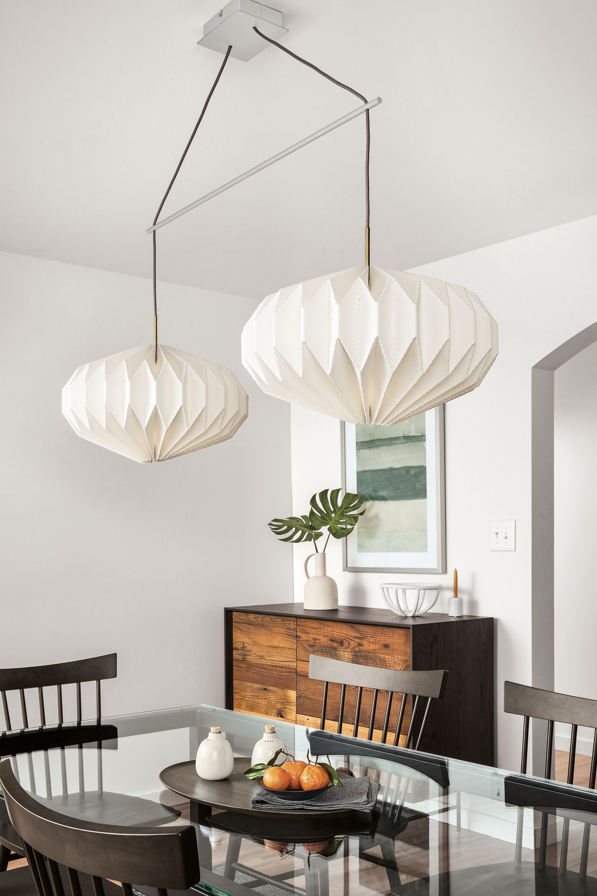 Detail of Orikata double pendant fixture
