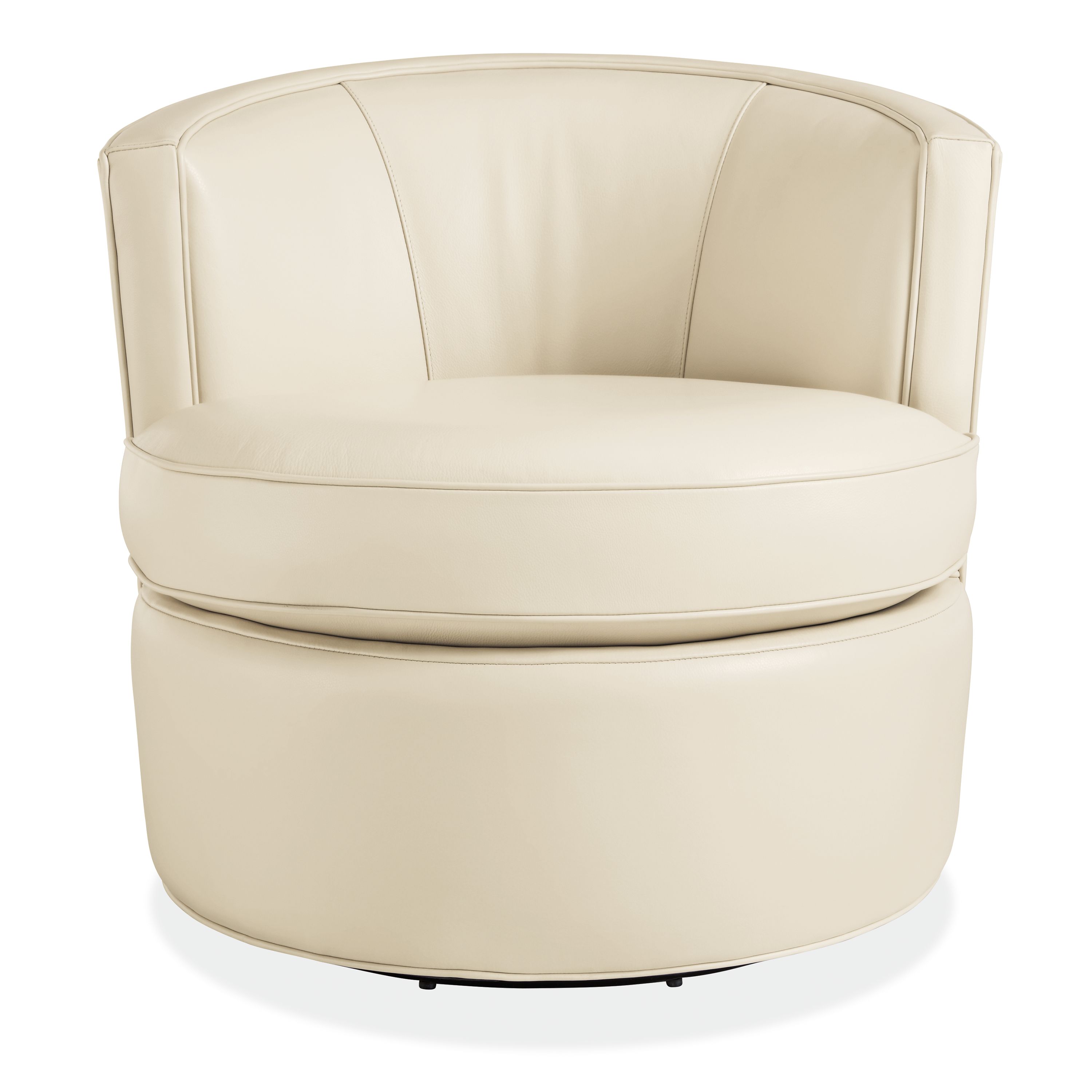 Front view of Otis Swivel Chair in Urbino Ivory.