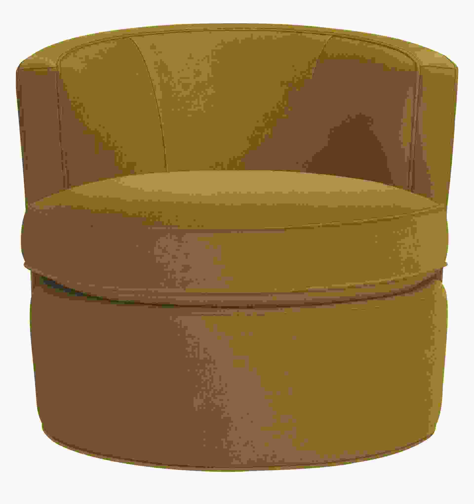 Front view of Otis Swivel Chair in Vance Mustard.