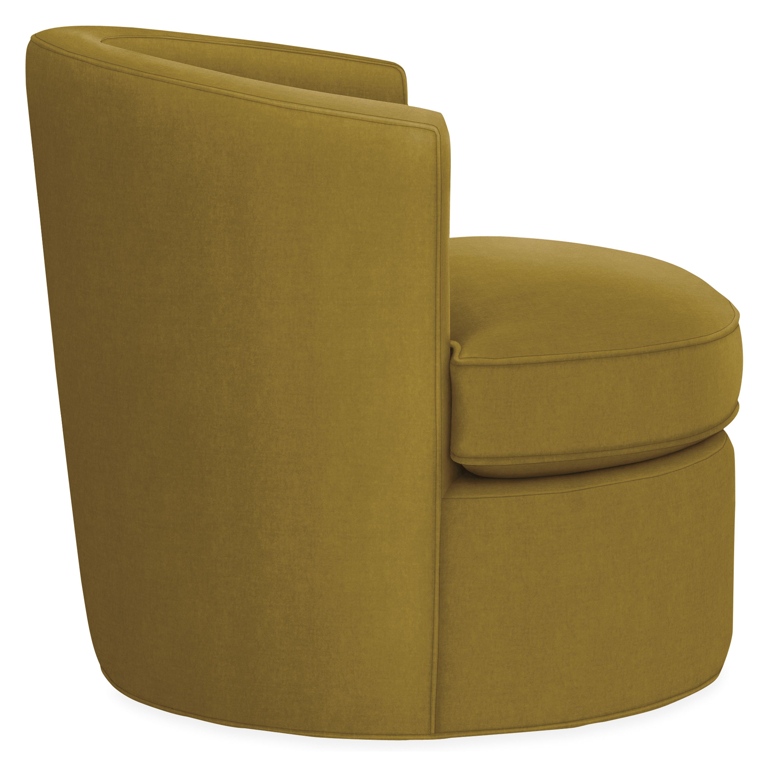 Side view of Otis Swivel Chair in Vance Mustard.