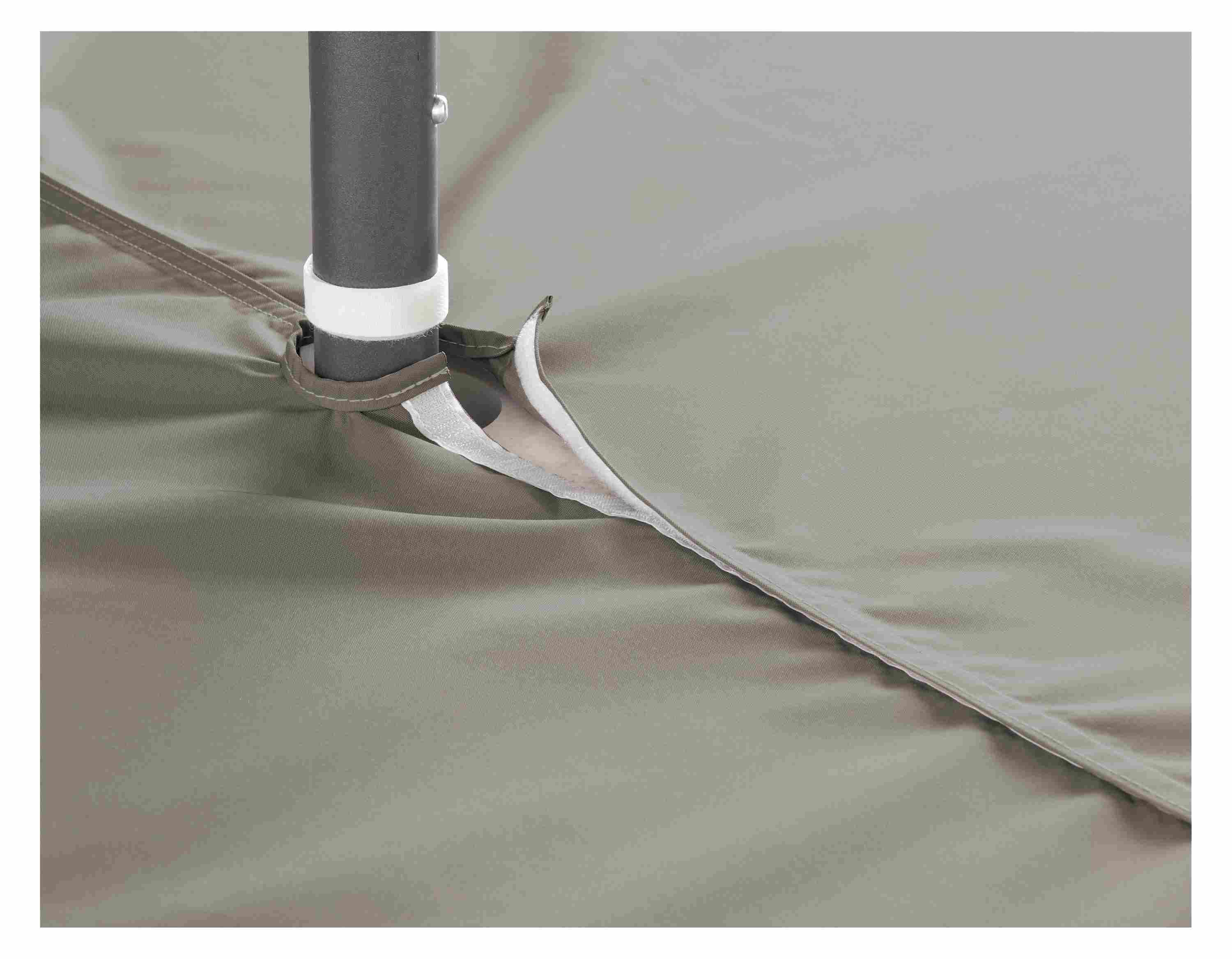 Detail of Outdoor Cover with opening for umbrella pole.