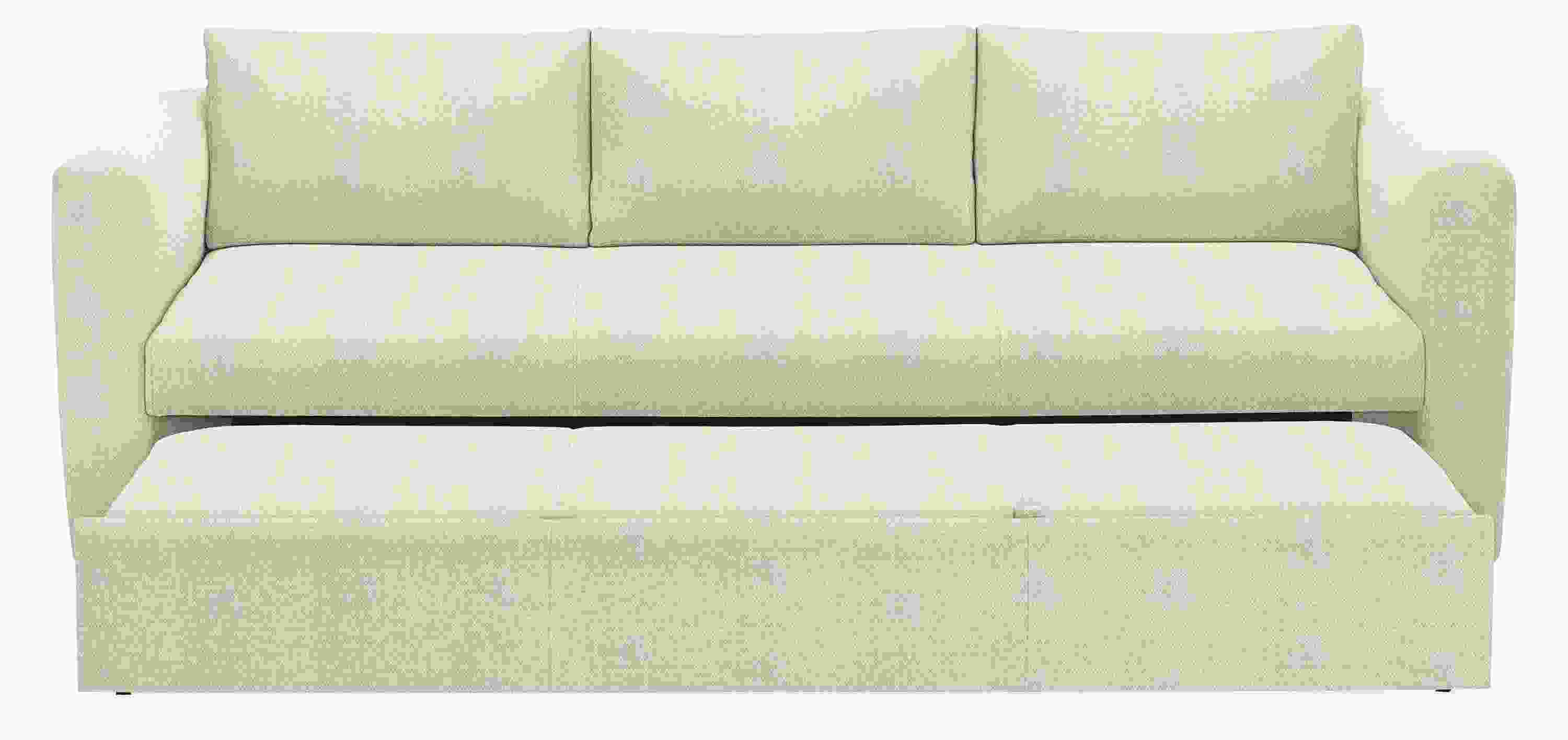 Oxford 91-inch Pop-Up Platform Queen Sleeper Sofa in Orla Ivory with platform pulled out.