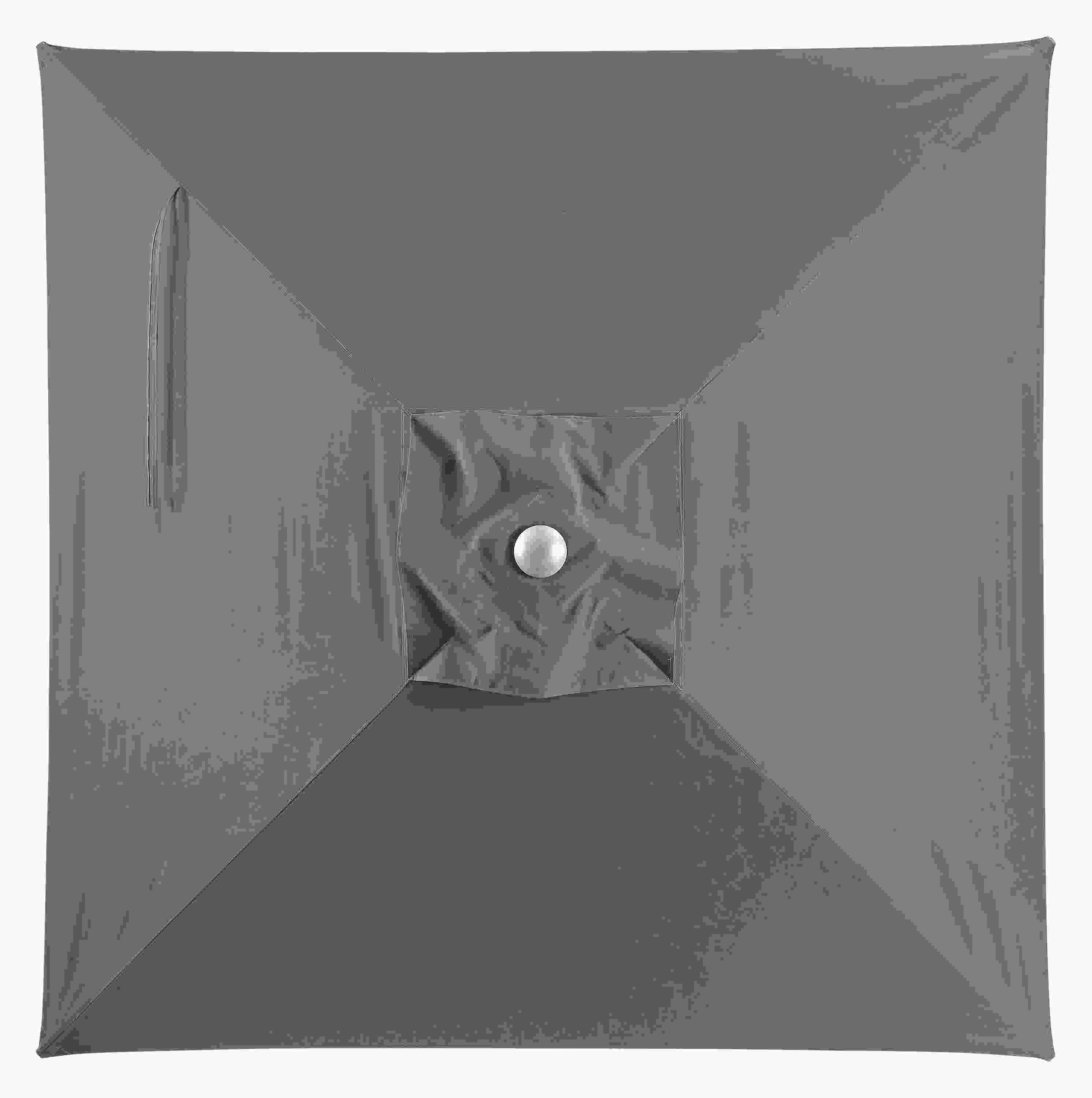 Overhead view of a Pacifica 9-foot square umbrella with standard canopy in Jace Mink.