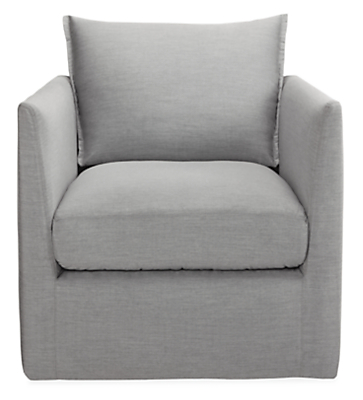 Front view of Palm Swivel Chair in Sunbrella Canvas Cement.