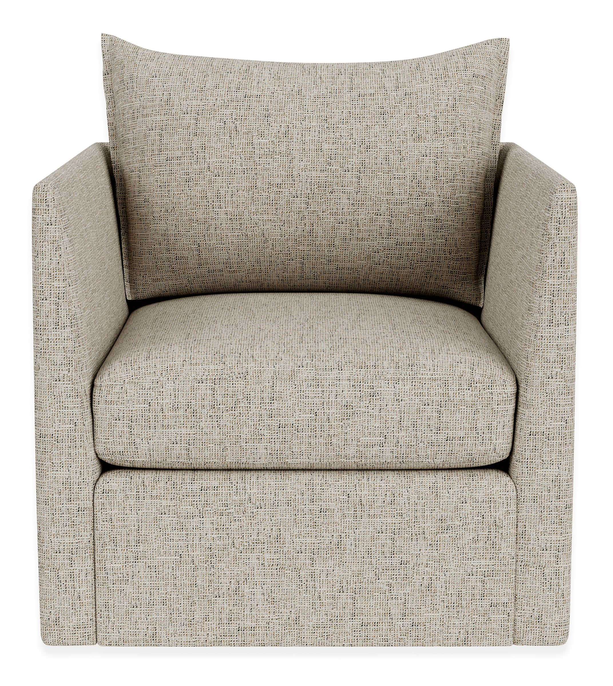 Front view of Palm Swivel Chair in Phipps Taupe.
