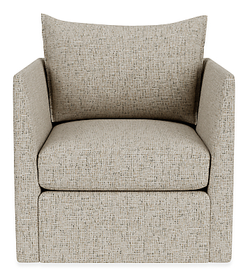 Front view of Palm Swivel Chair in Phipps Taupe.