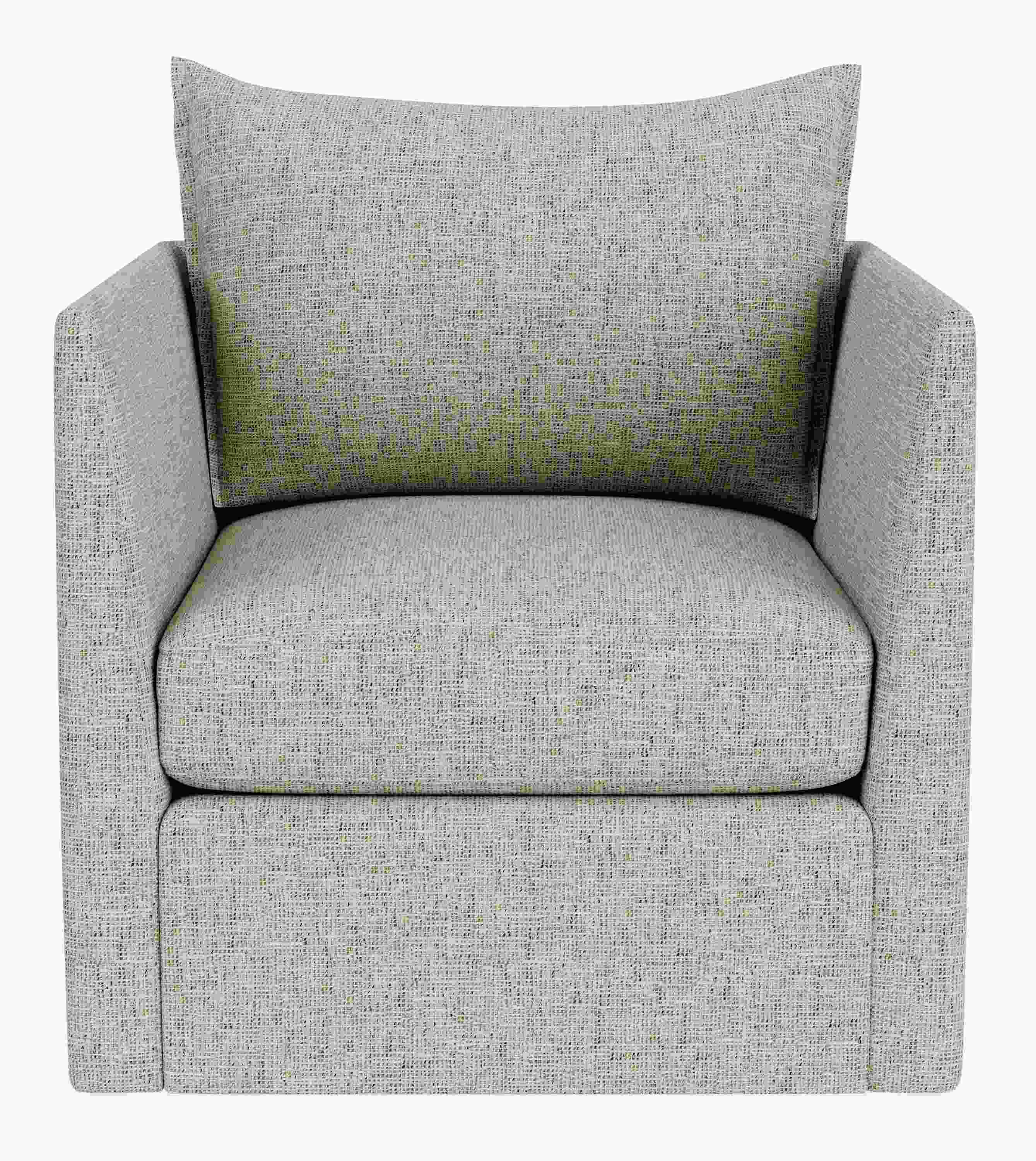 Front view of Palm Swivel Chair in Phipps Taupe.