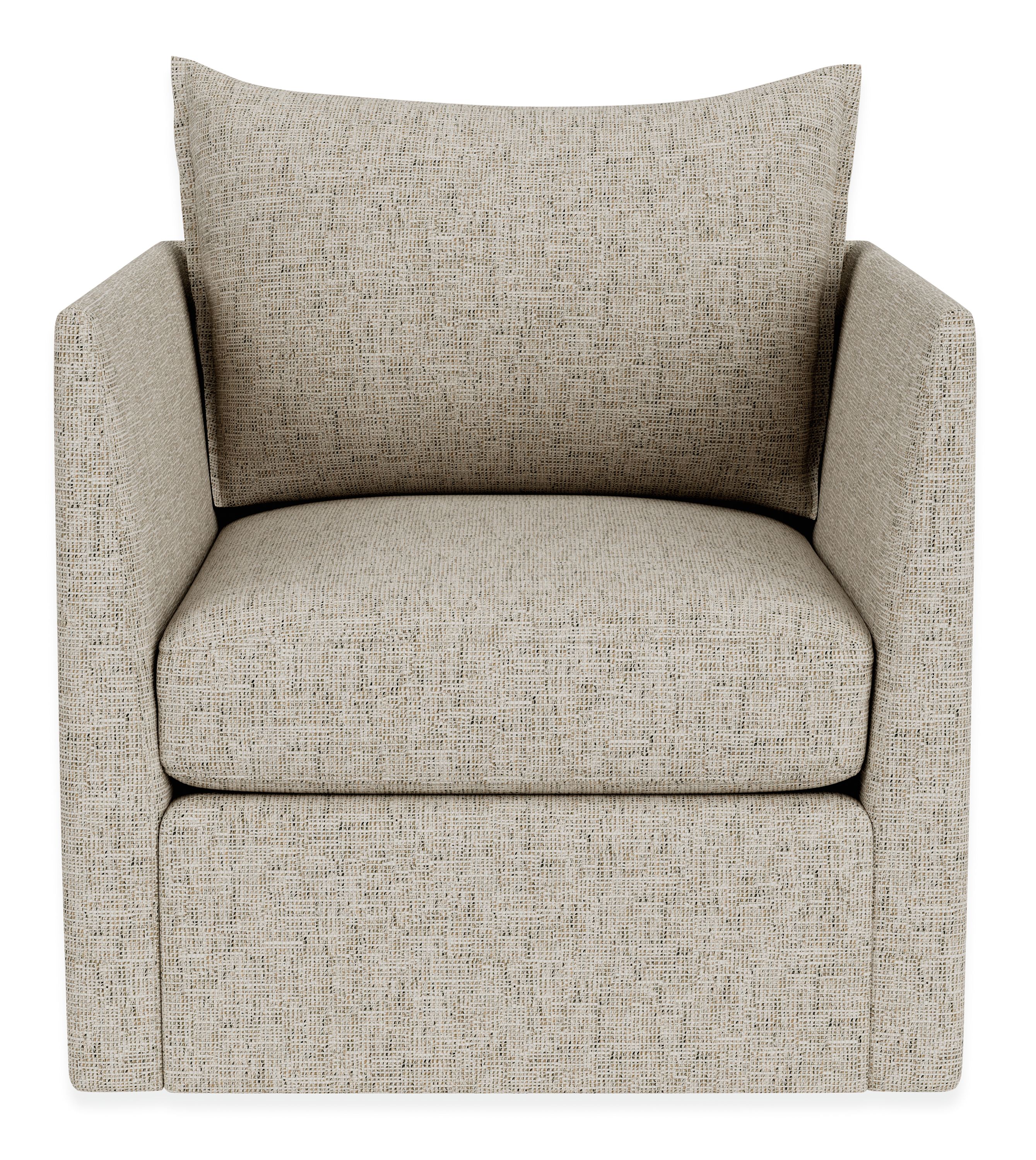 Front view of Palm Swivel Chair in Phipps Taupe.