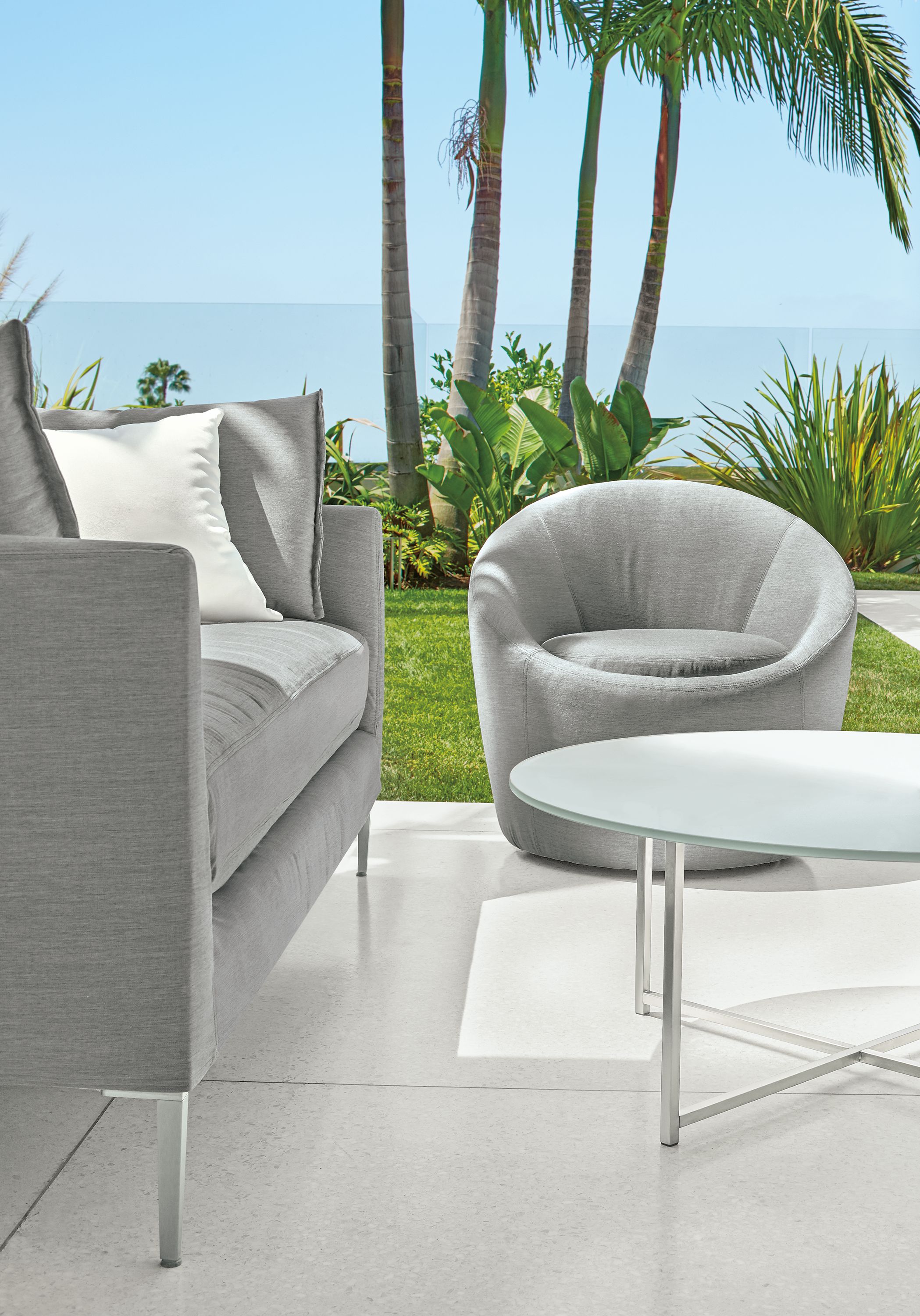 Detail of Palm 72-inch sofa.