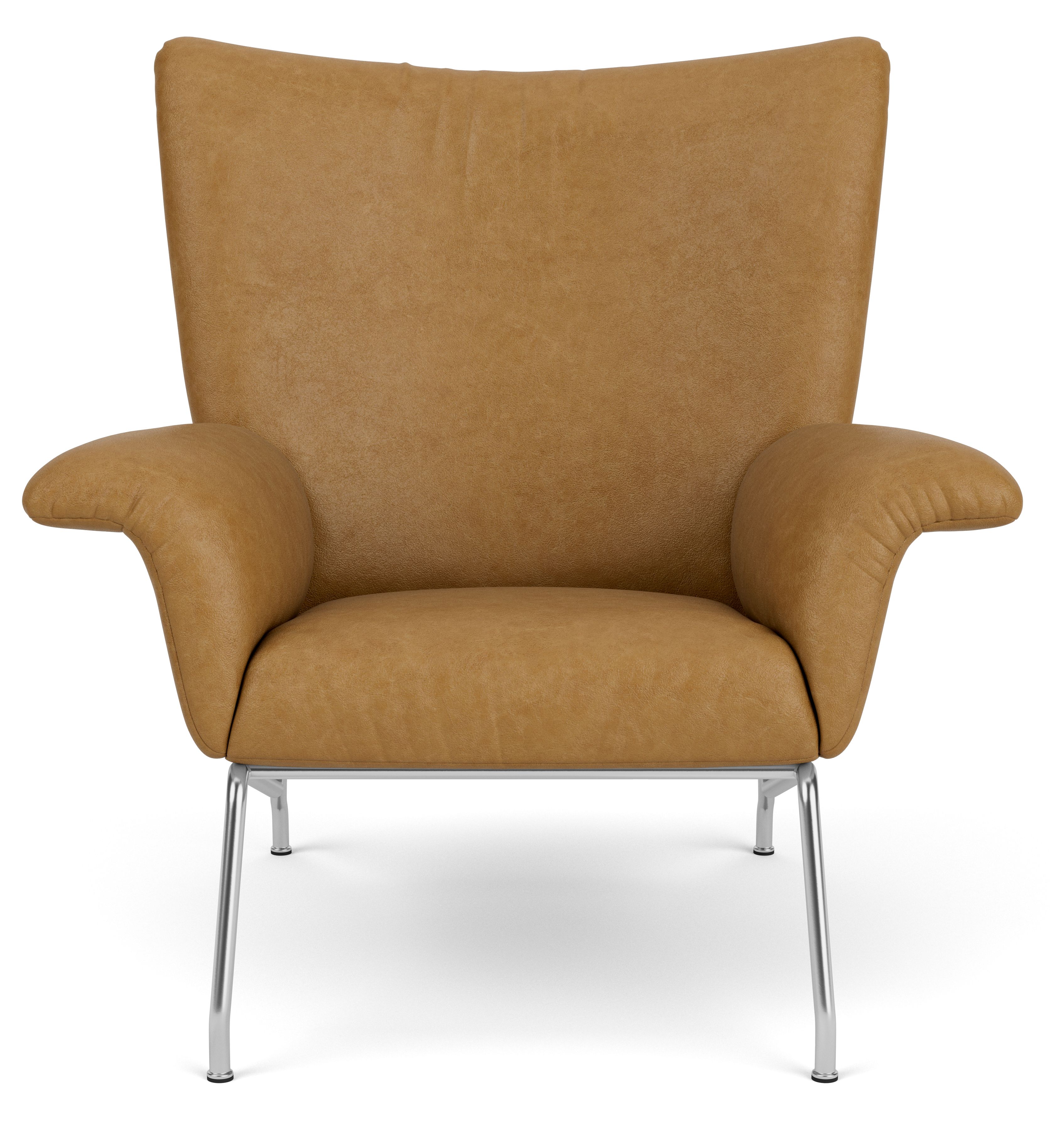 Front view of Paris Chair in Palermo camel leather.