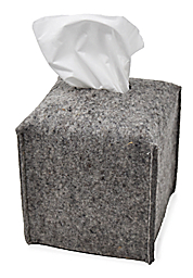 Angled view of Paros Square Tissue Box Cover in Grey.