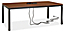Angled view of Parsons 78-wide Table in Walnut with Tabletop 8-Port Power and Charging Outlet in Black in Silver.
