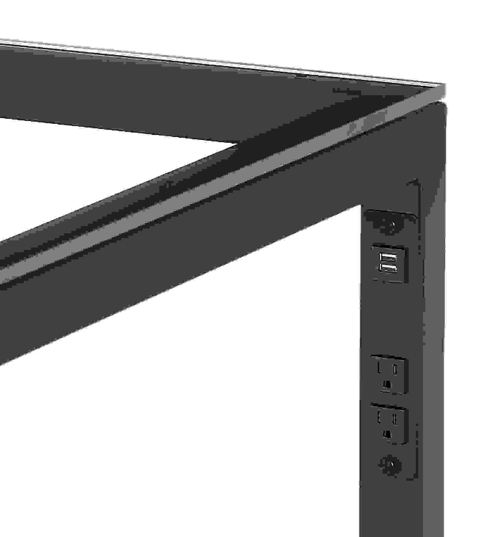 Detail of Parsons table with power cord.