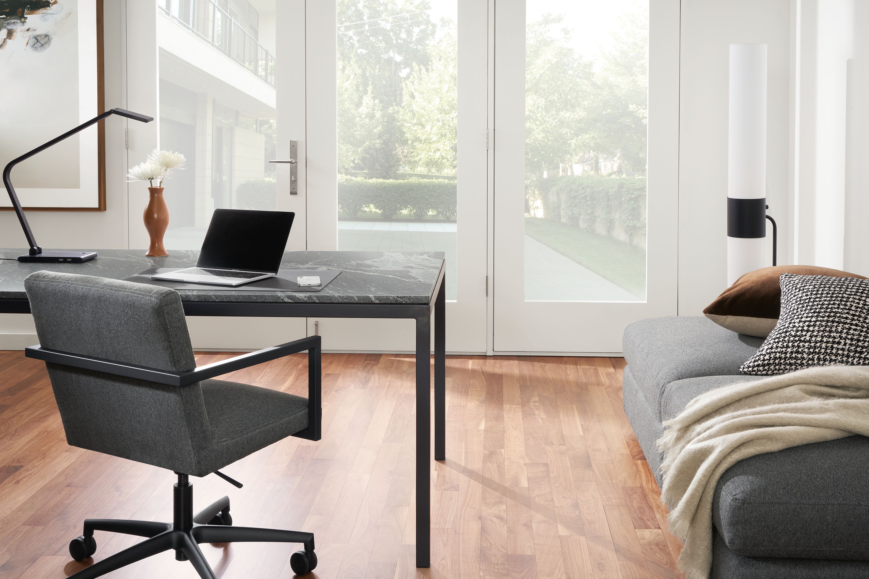 Parsons Desk with Elegant Grey Granite Top