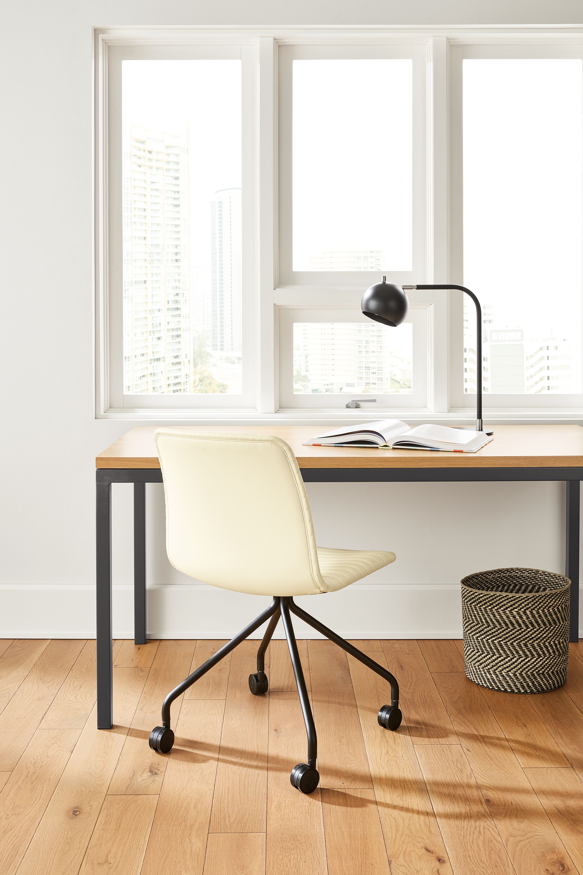 Cato Office Chair in Ivory Leather Office Room Board