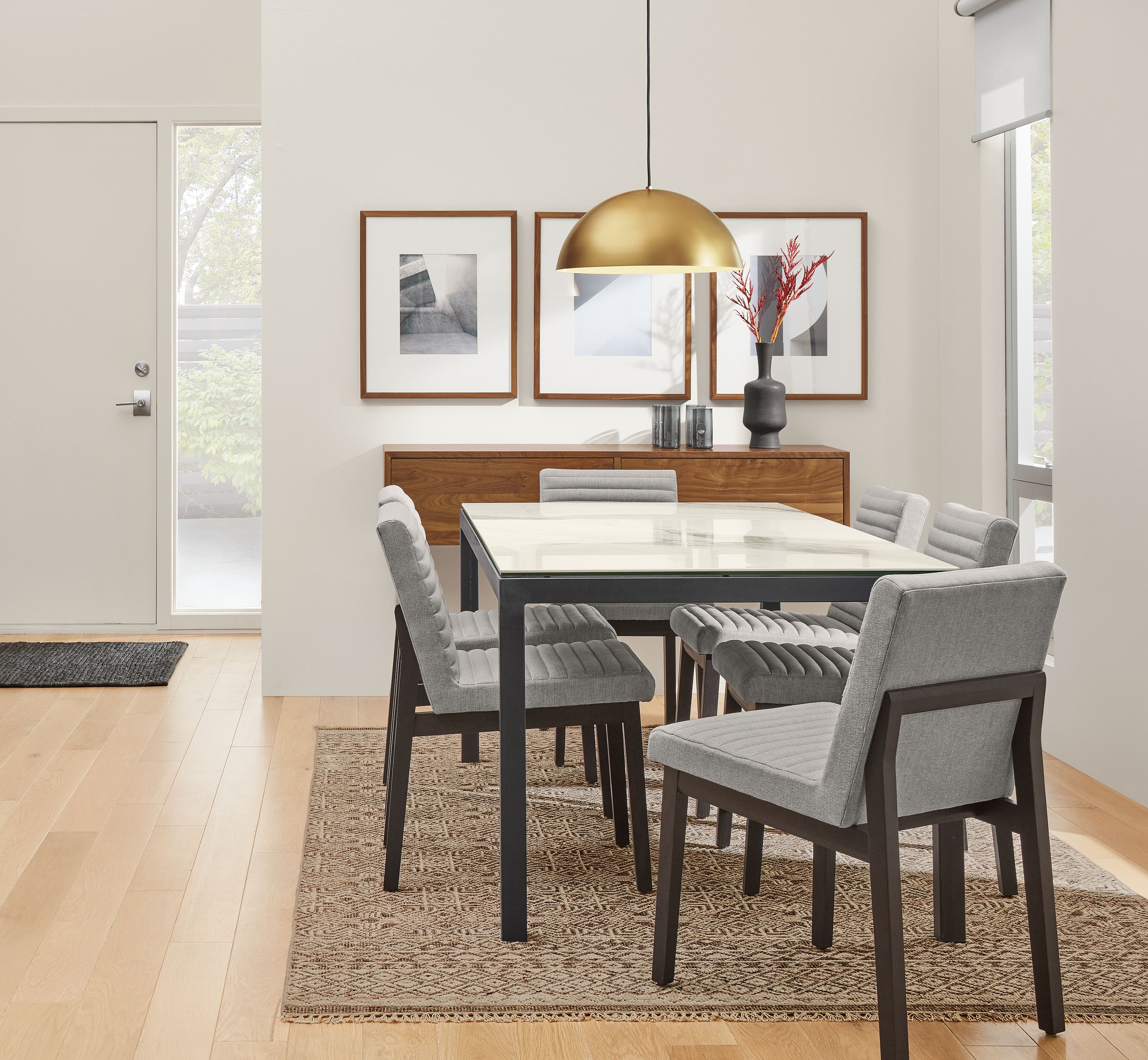 Detail of Parsons table and Olsen chairs.