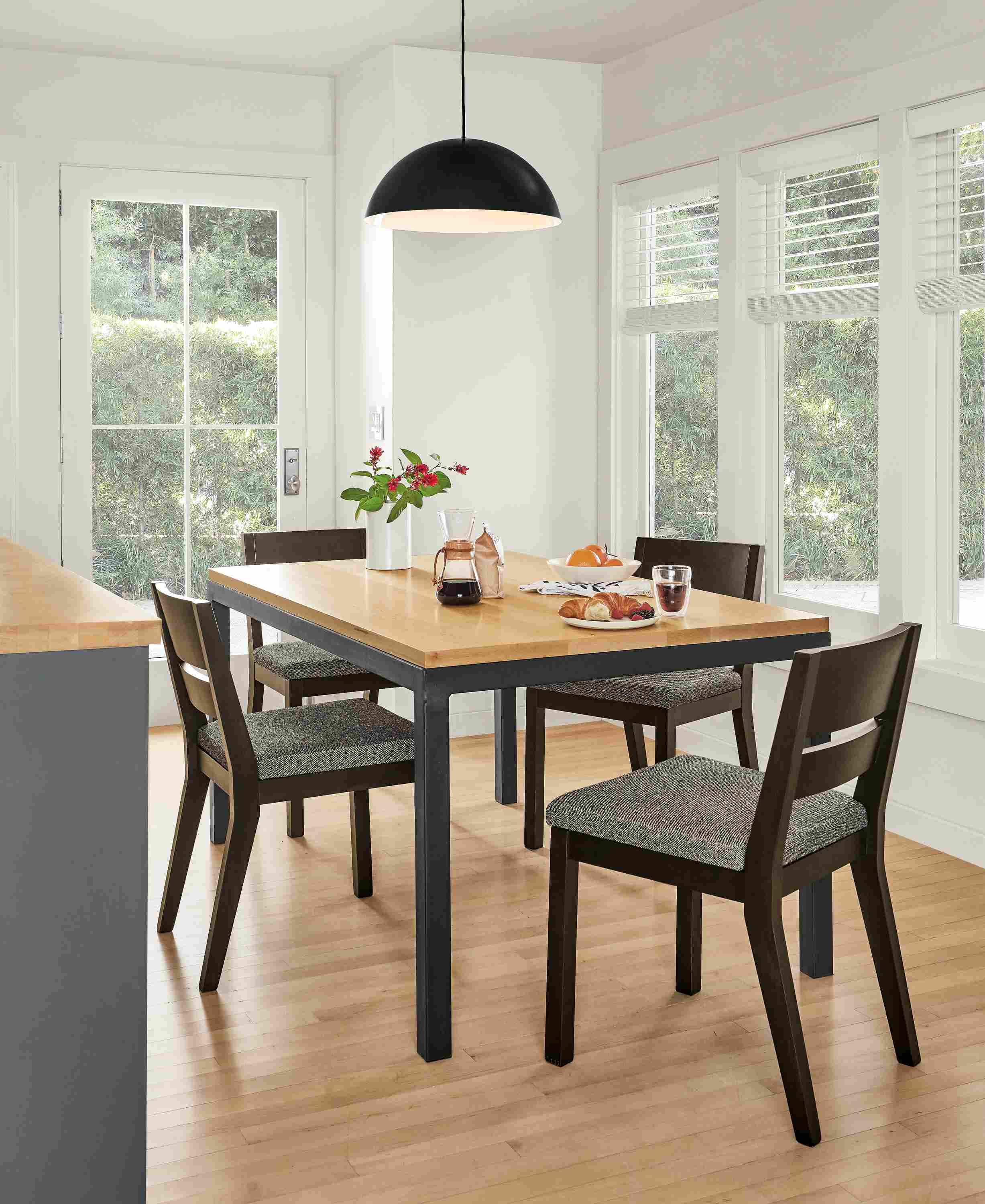 Detail of Parsons table and Afton chairs.