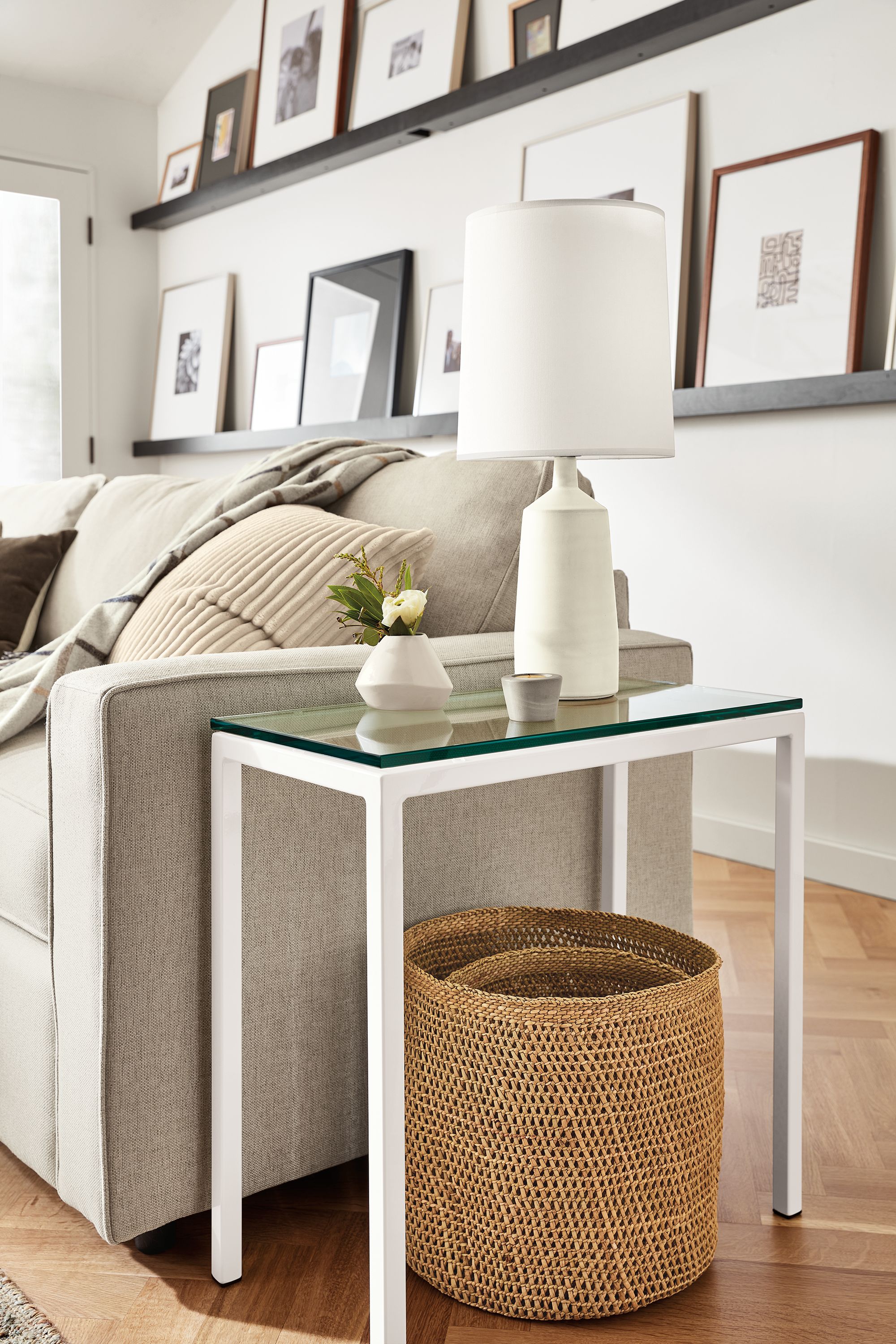 White parsons deals side table