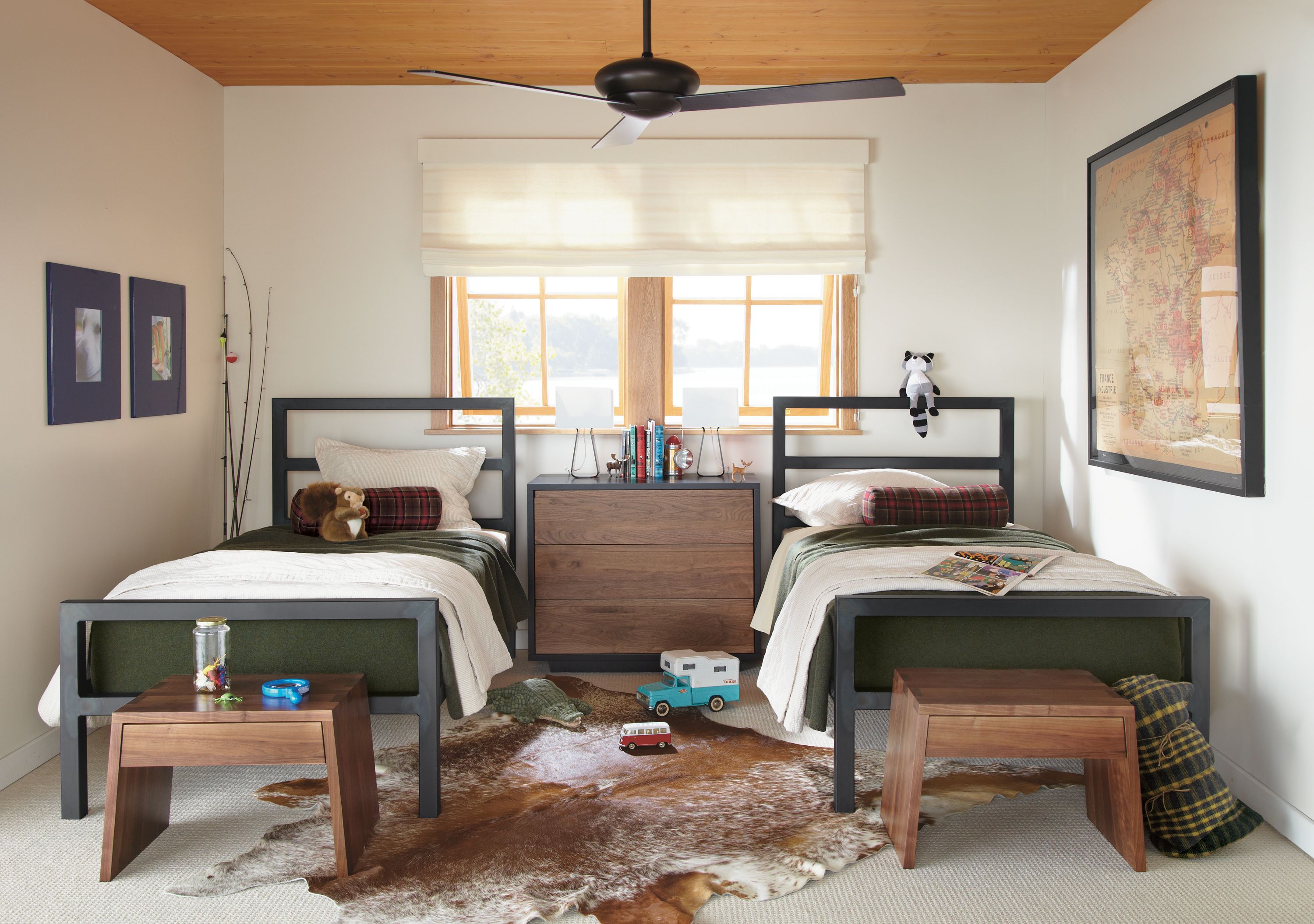 Two Parsons twins bed in bedroom.