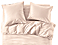 detail of signature percale duvet cover, shams and sheets in blush on bed.