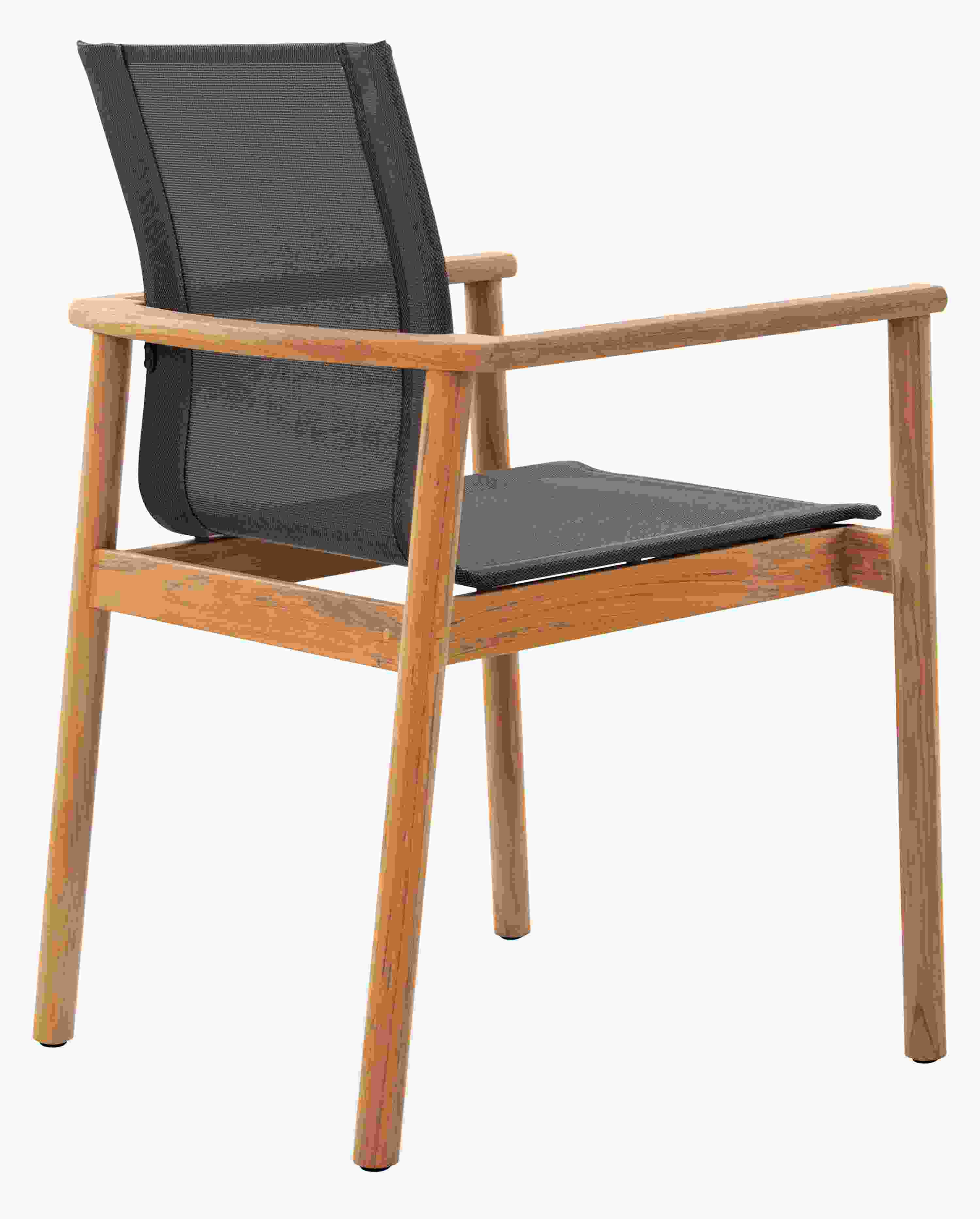 Back of Peri Arm Chair in Teak with Slate Sling.