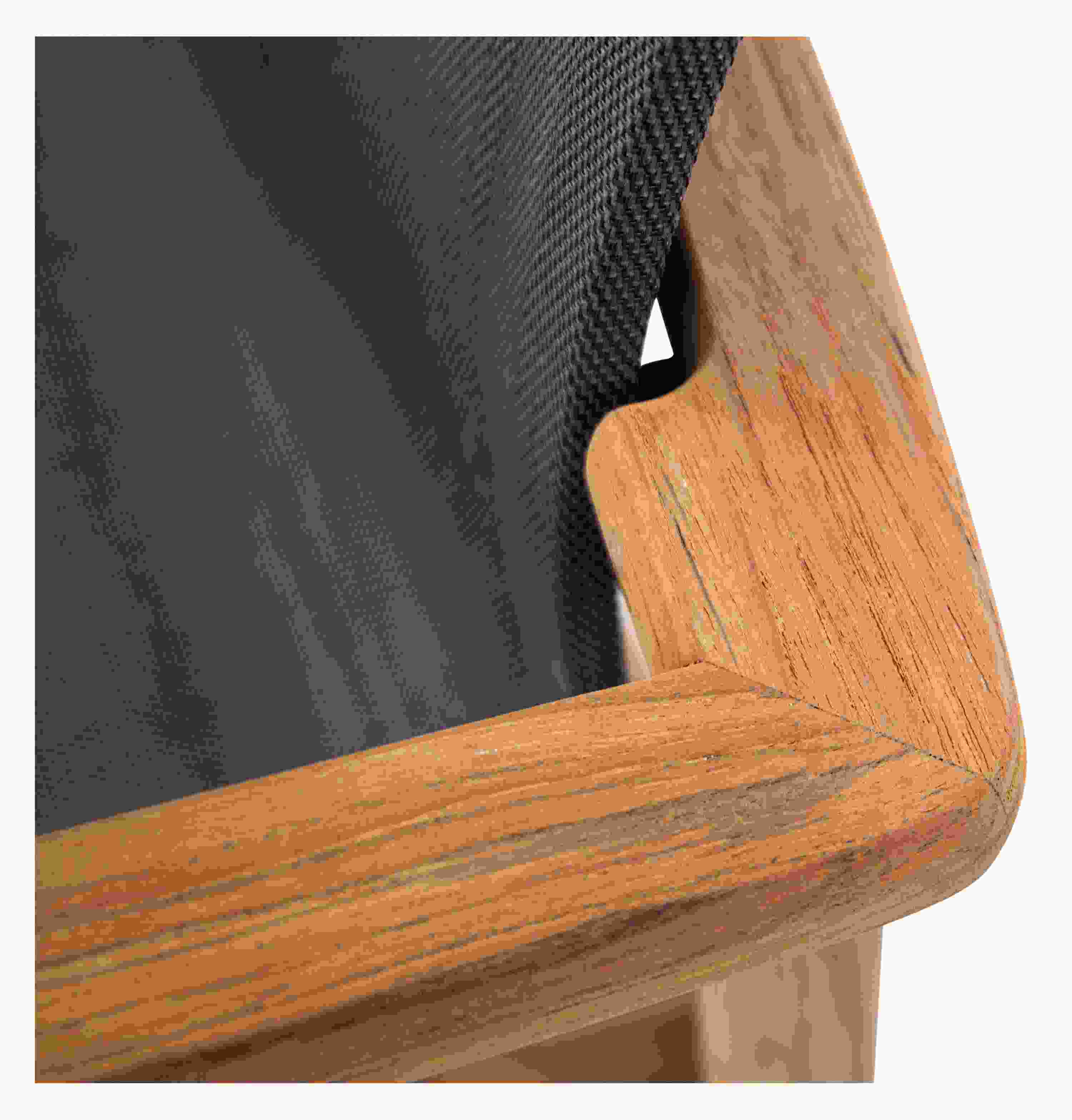 Top down detail of Peri Arm Chair in Teak.
