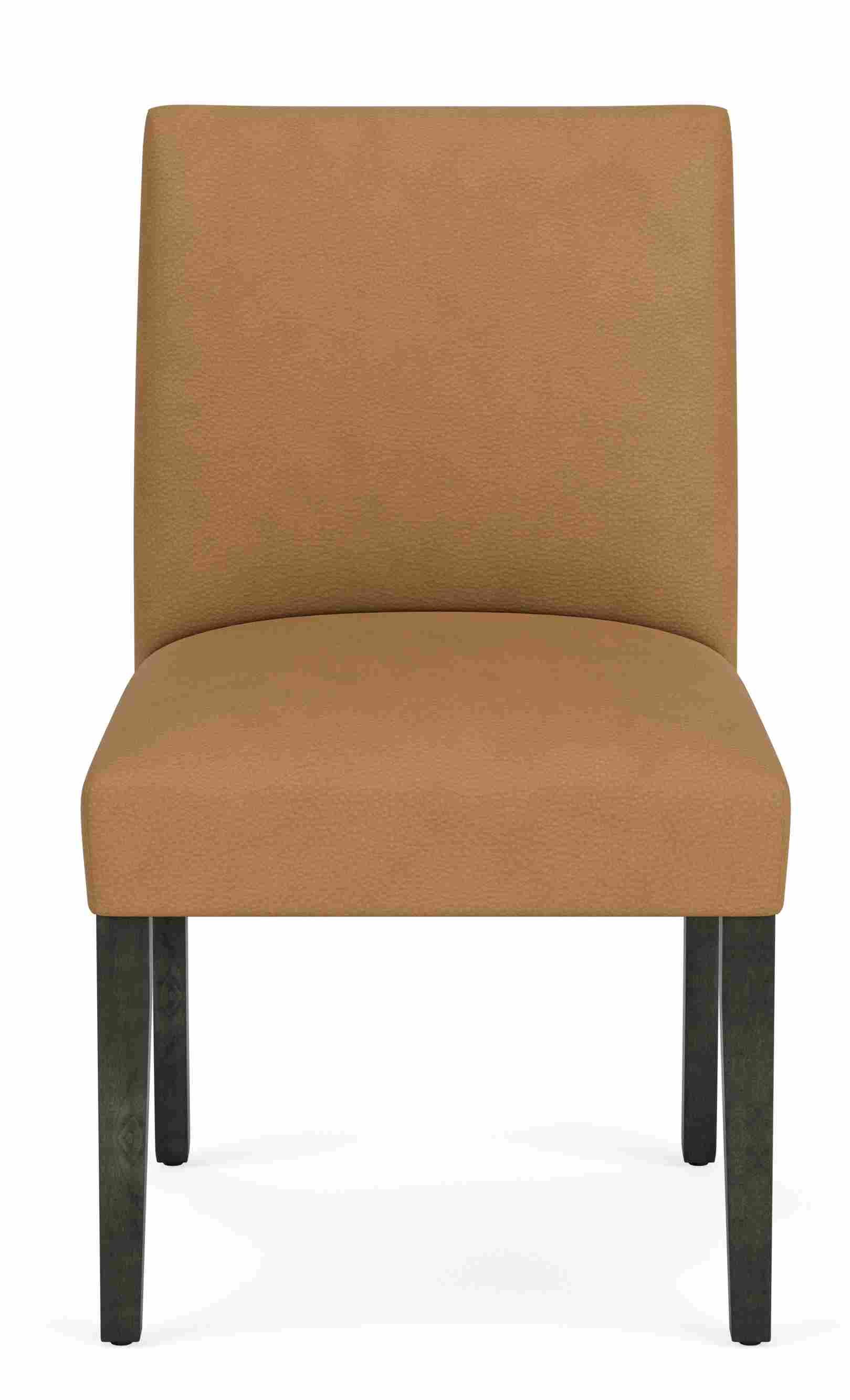 Front view of Peyton Side Chair in Laino cognac leather.