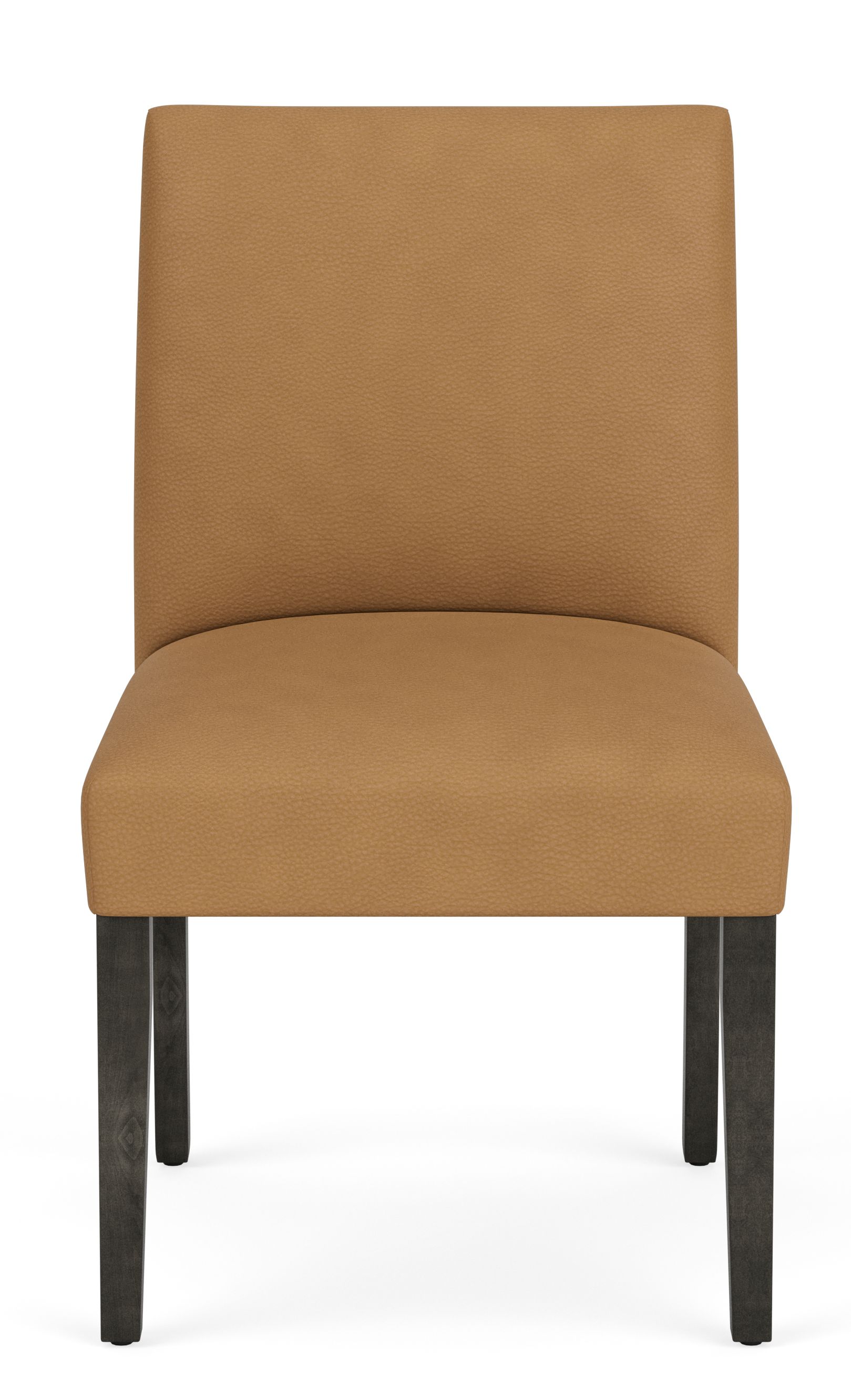 Front view of Peyton Side Chair in Laino cognac leather.