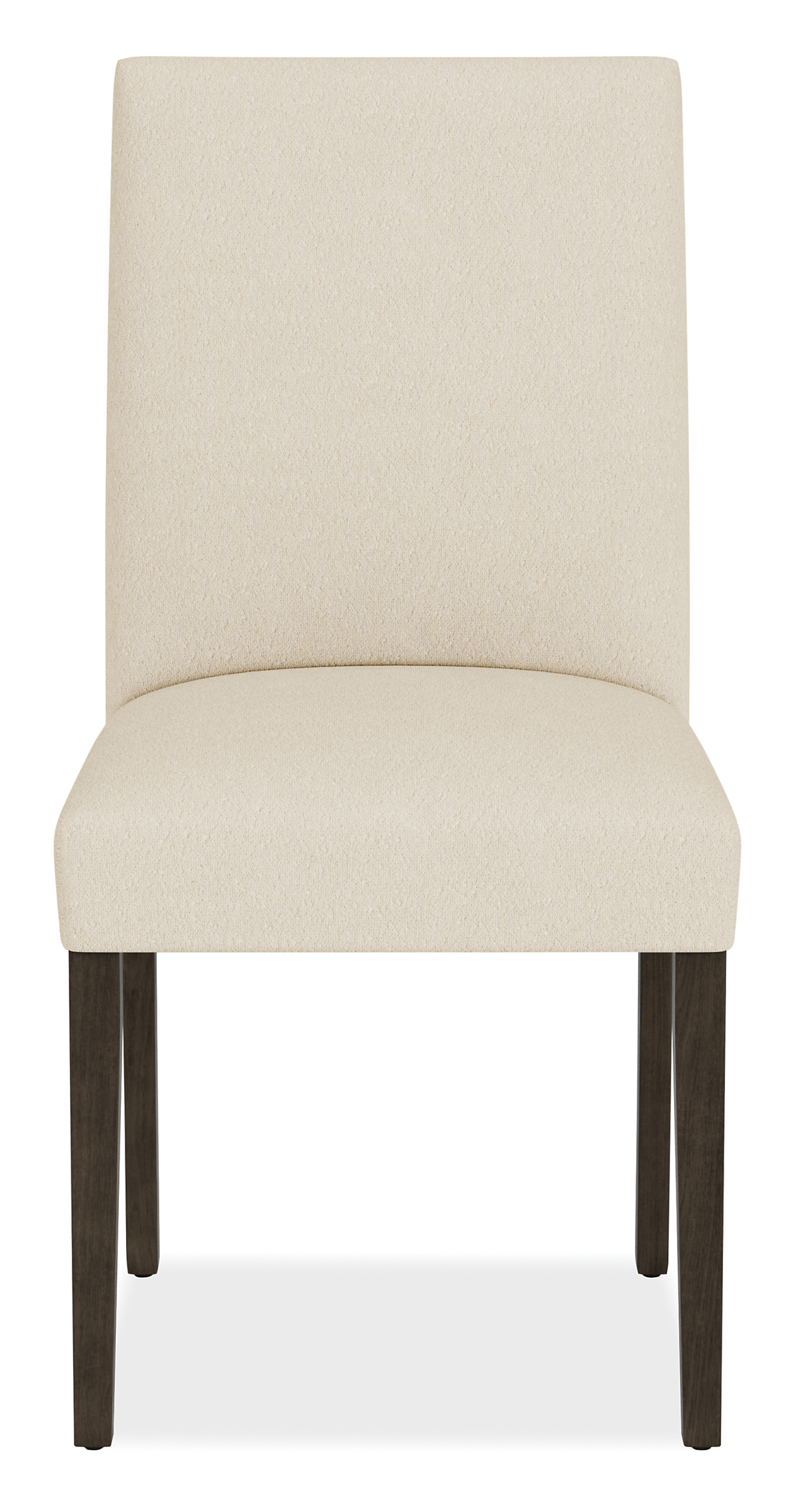 Front view of Peyton Side Chair in Declan Ivory with Charcoal Legs.