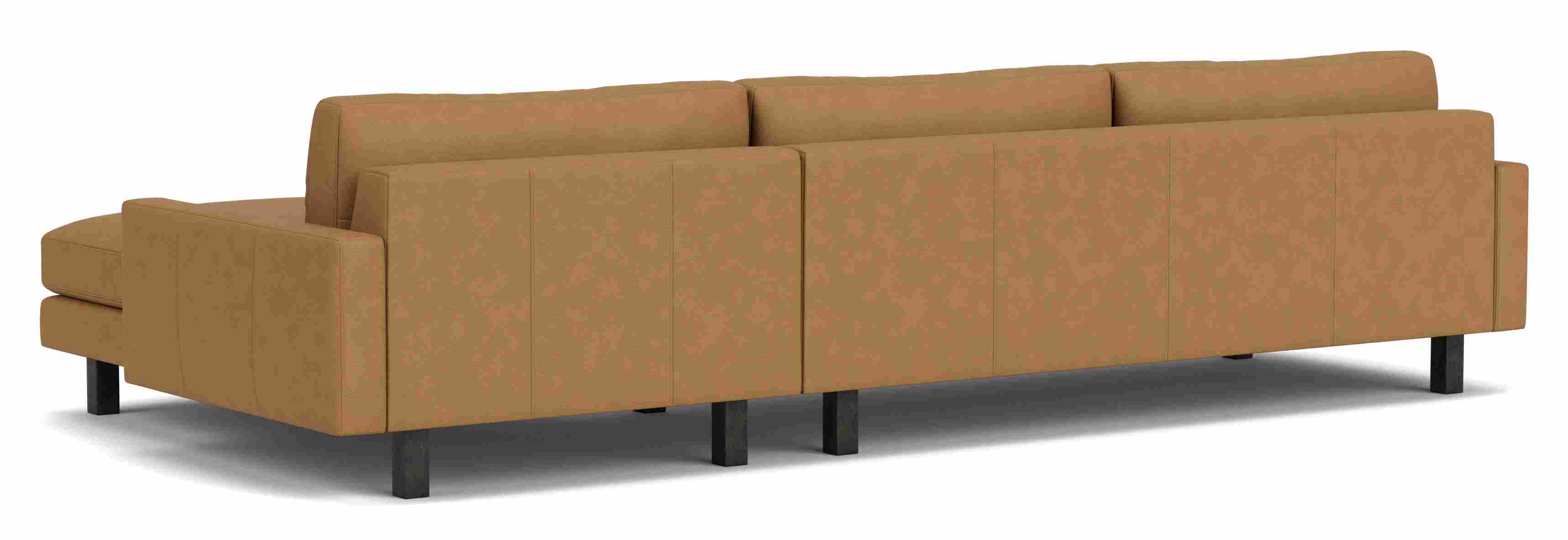 Back view of Pierson 129" Sofa w/Right-Arm Chaise in Leather with Wood Base