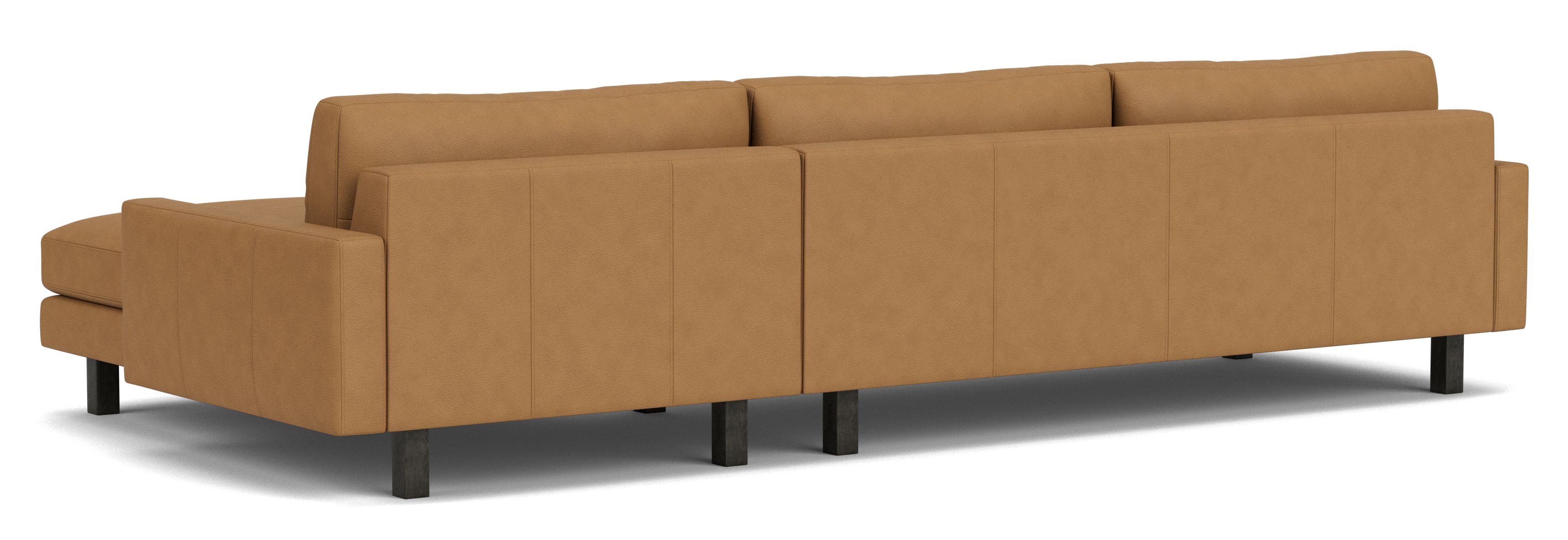 Back view of Pierson 129" Sofa w/Right-Arm Chaise in Leather with Wood Base
