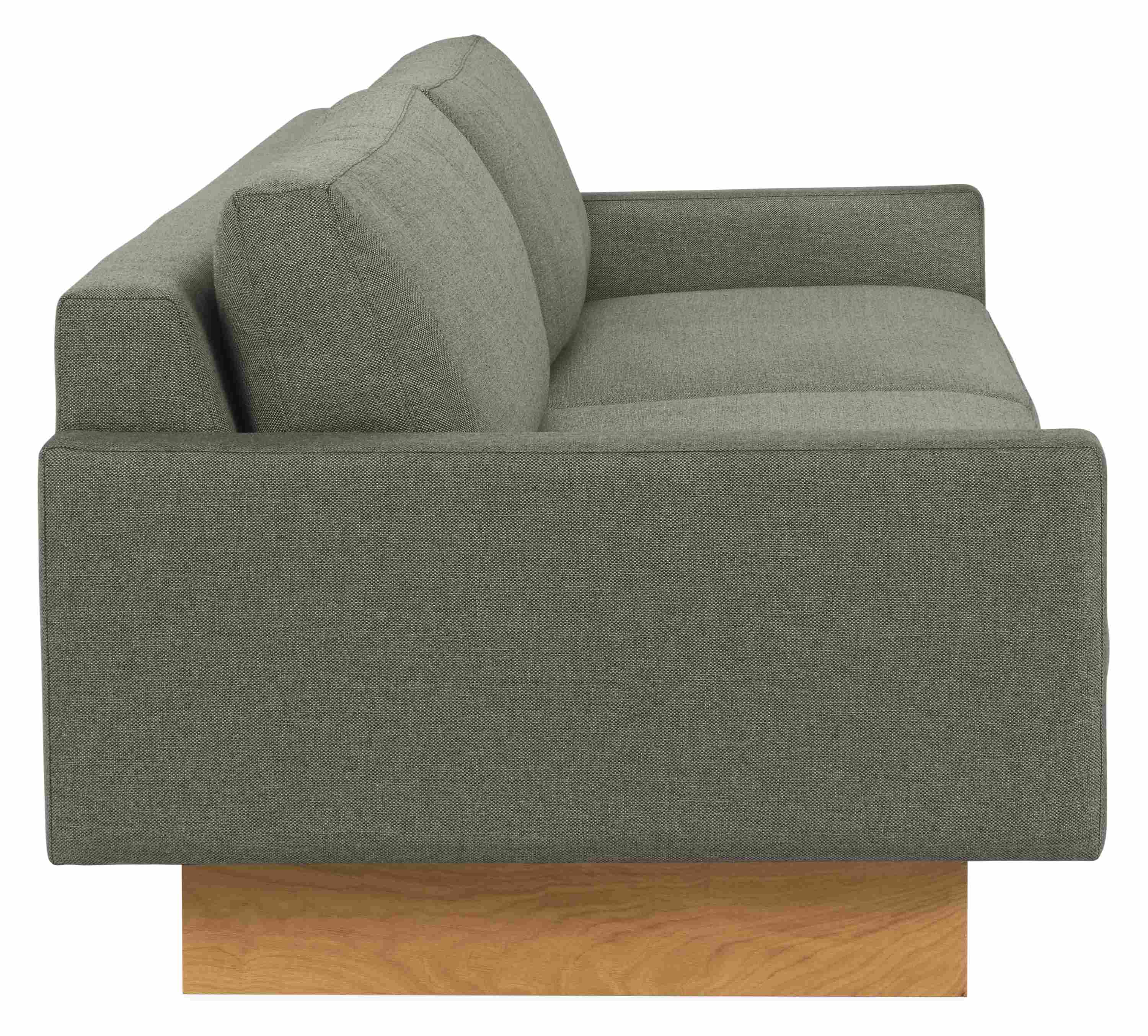 Side view of Pierson 102 Sofa in Sumner Fabric with Wood Base.