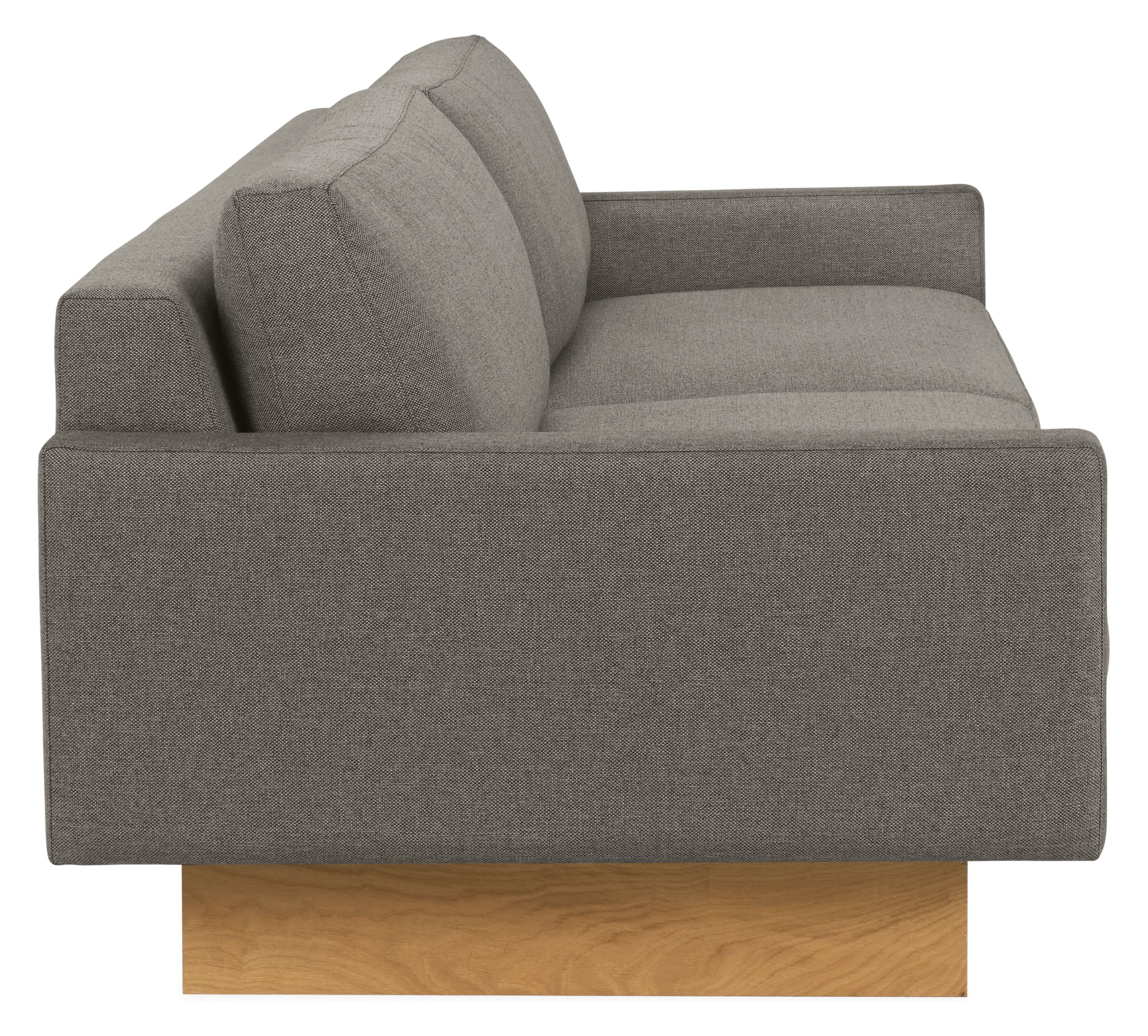 Side view of Pierson 102 Sofa in Sumner Fabric with Wood Base.