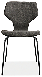 Front view of Pike Side Chair in Radford Grey Fabric with Metal Base.