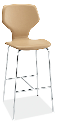 Angled view of Pike Bar Stool in Synthetic Leather with Metal Base.